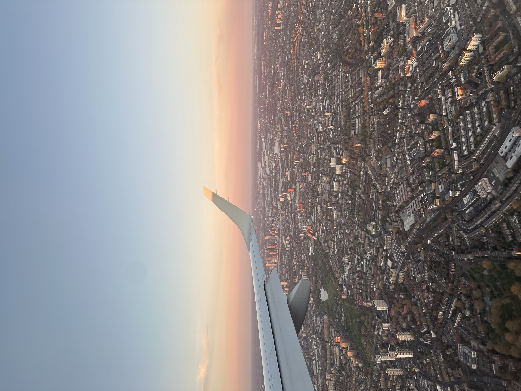 Aerial view of London captured from aircraft window