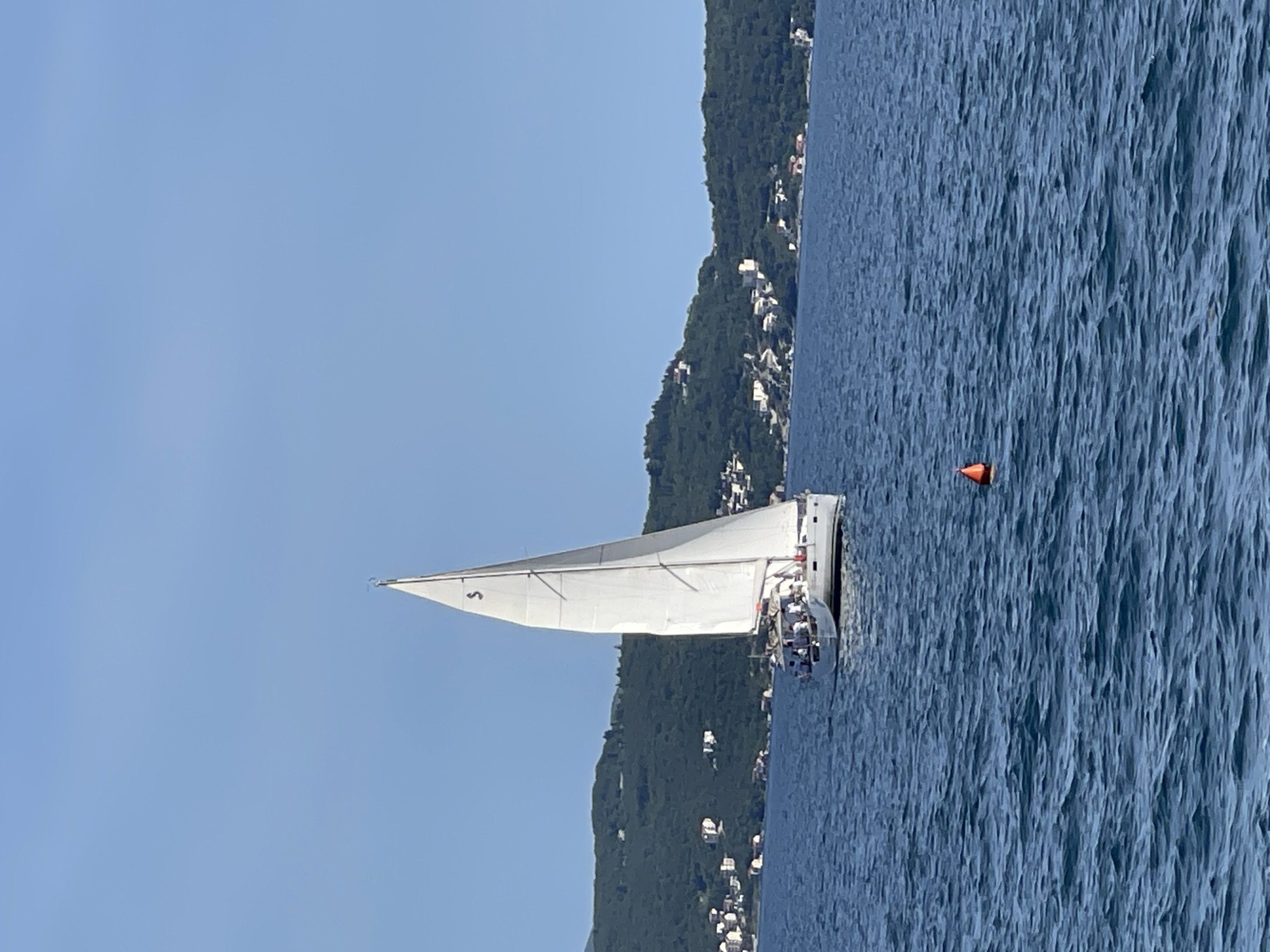 Sailboat spotted in Bay of Kotor near Bijela, Montenegro