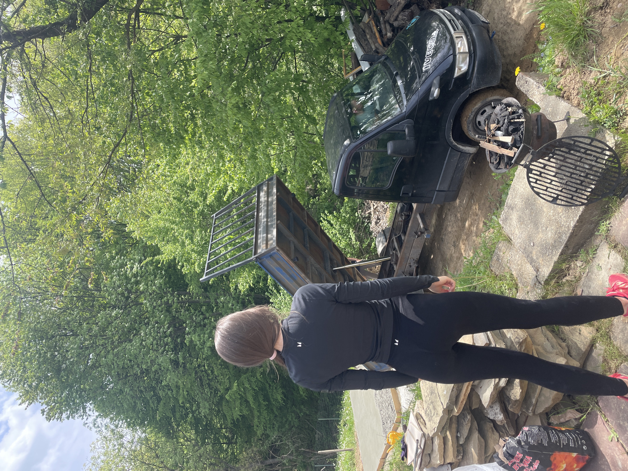Construction work underway in Bulgarian village with gravel delivery