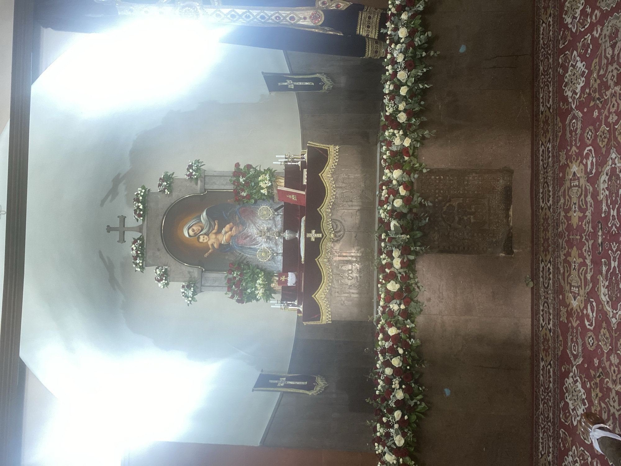 Church interior documented in Parakar, Armenia shows decorated altar