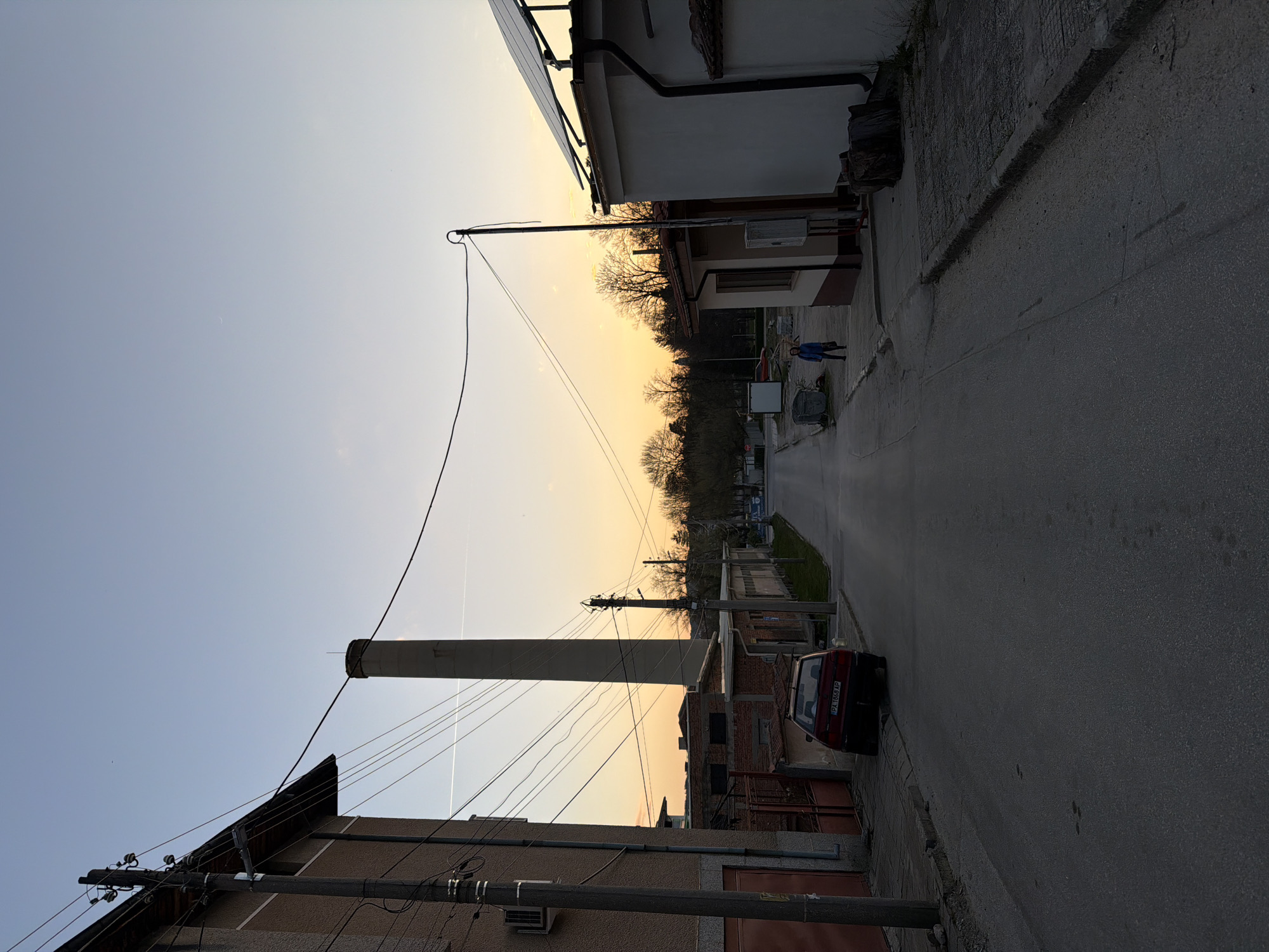 Street scenes documented across Panagyurishte, Bulgaria during evening hours