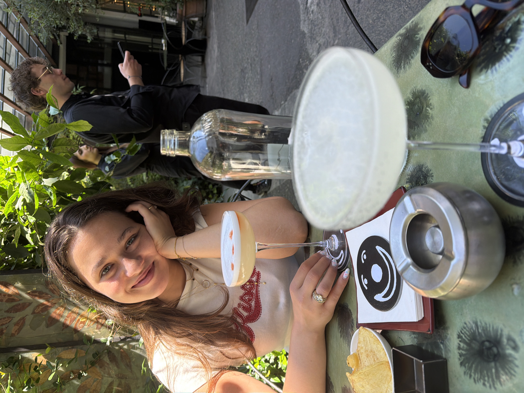Woman enjoys morning cafe moment in Milan