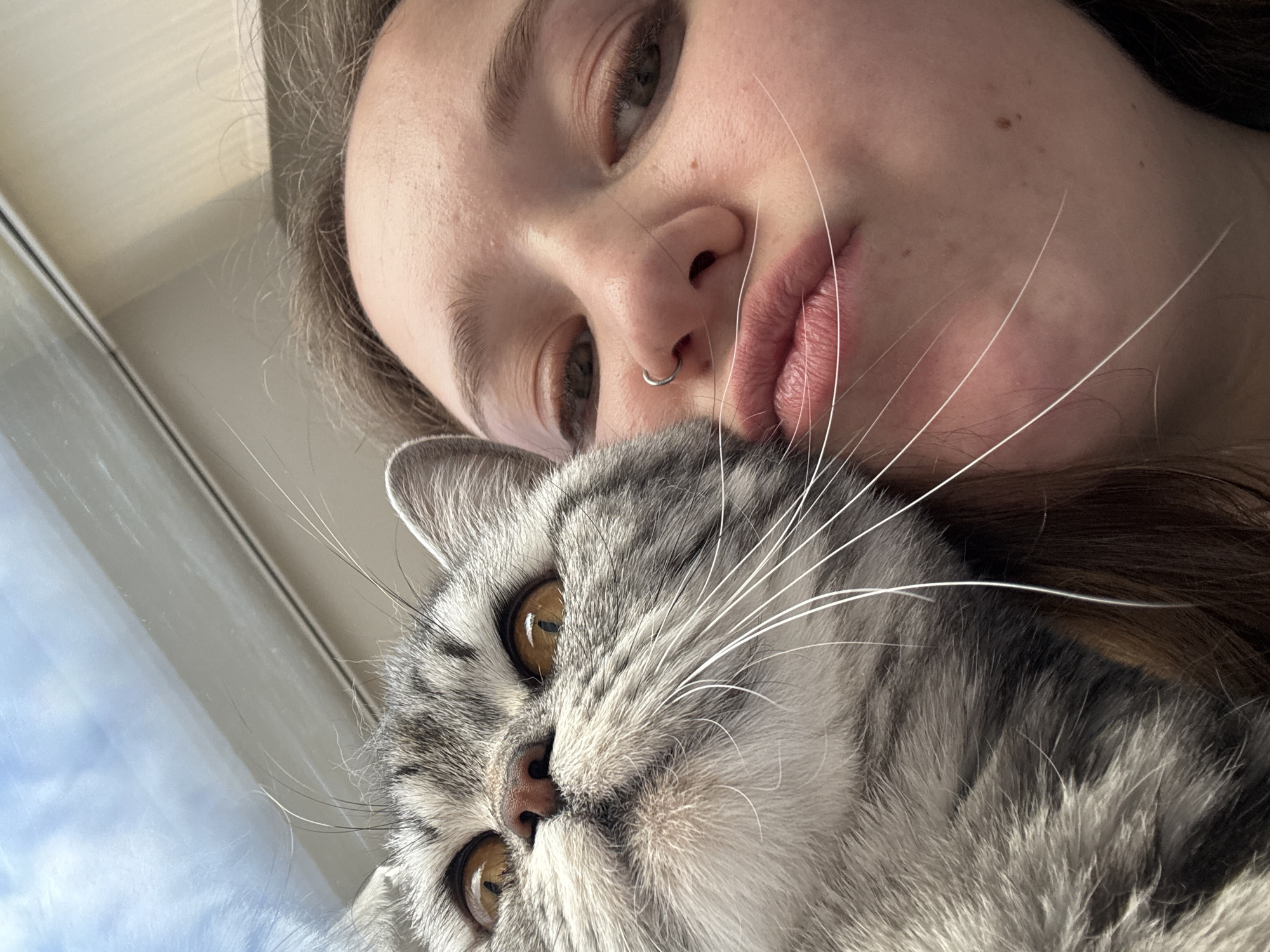 Woman's casual afternoon with cat and food documented in Izhevsk