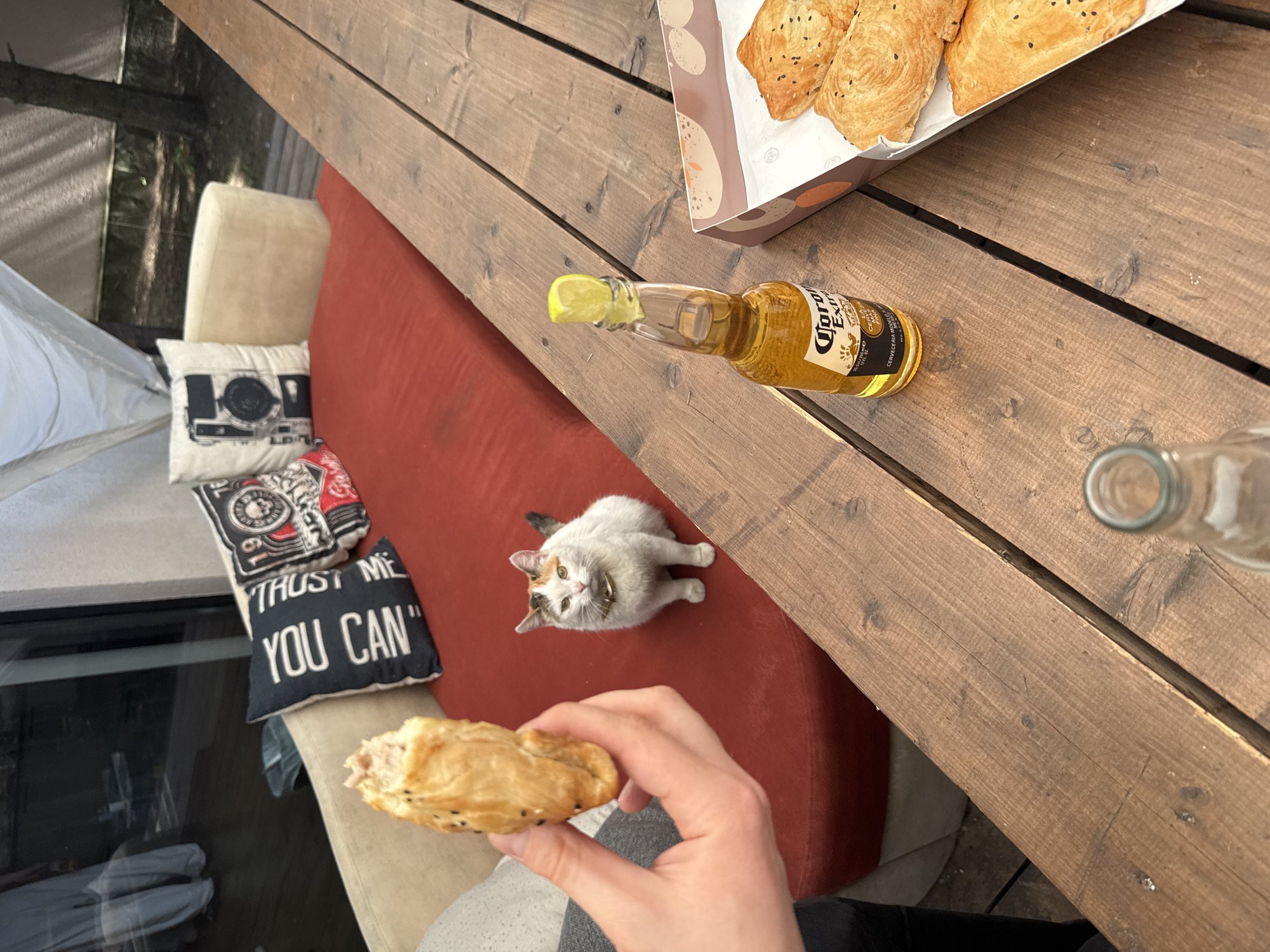 Outdoor table scene with traditional samsas documented in Znamenskoe