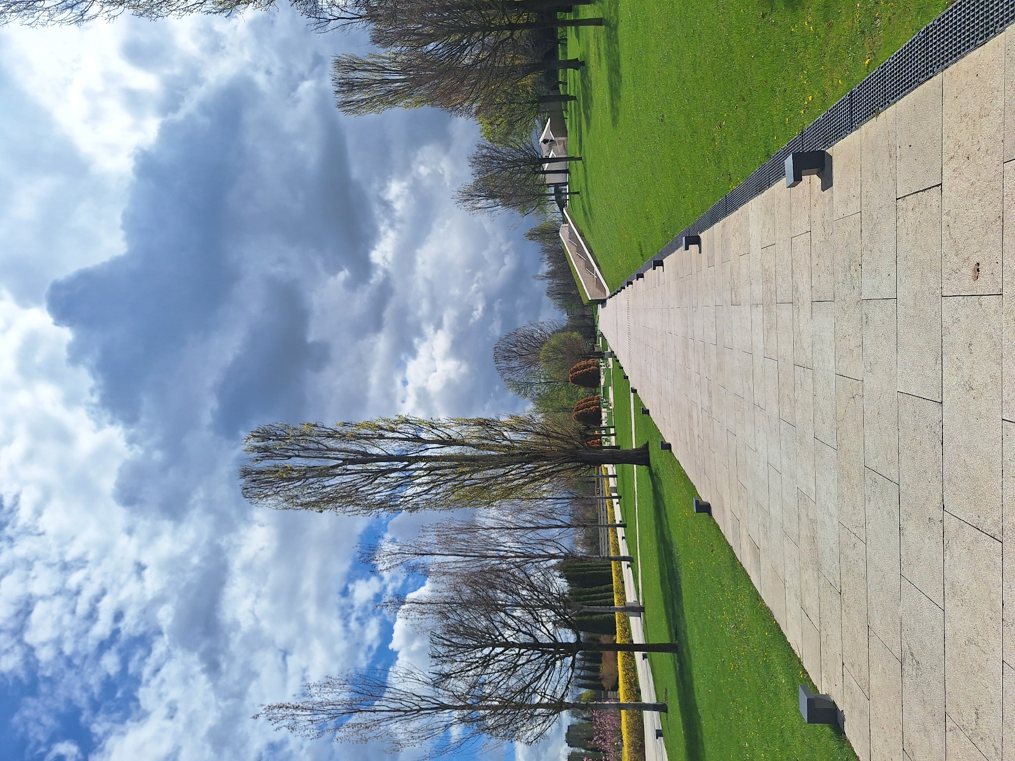 Urban park walkways and landscaping documented by witnesses