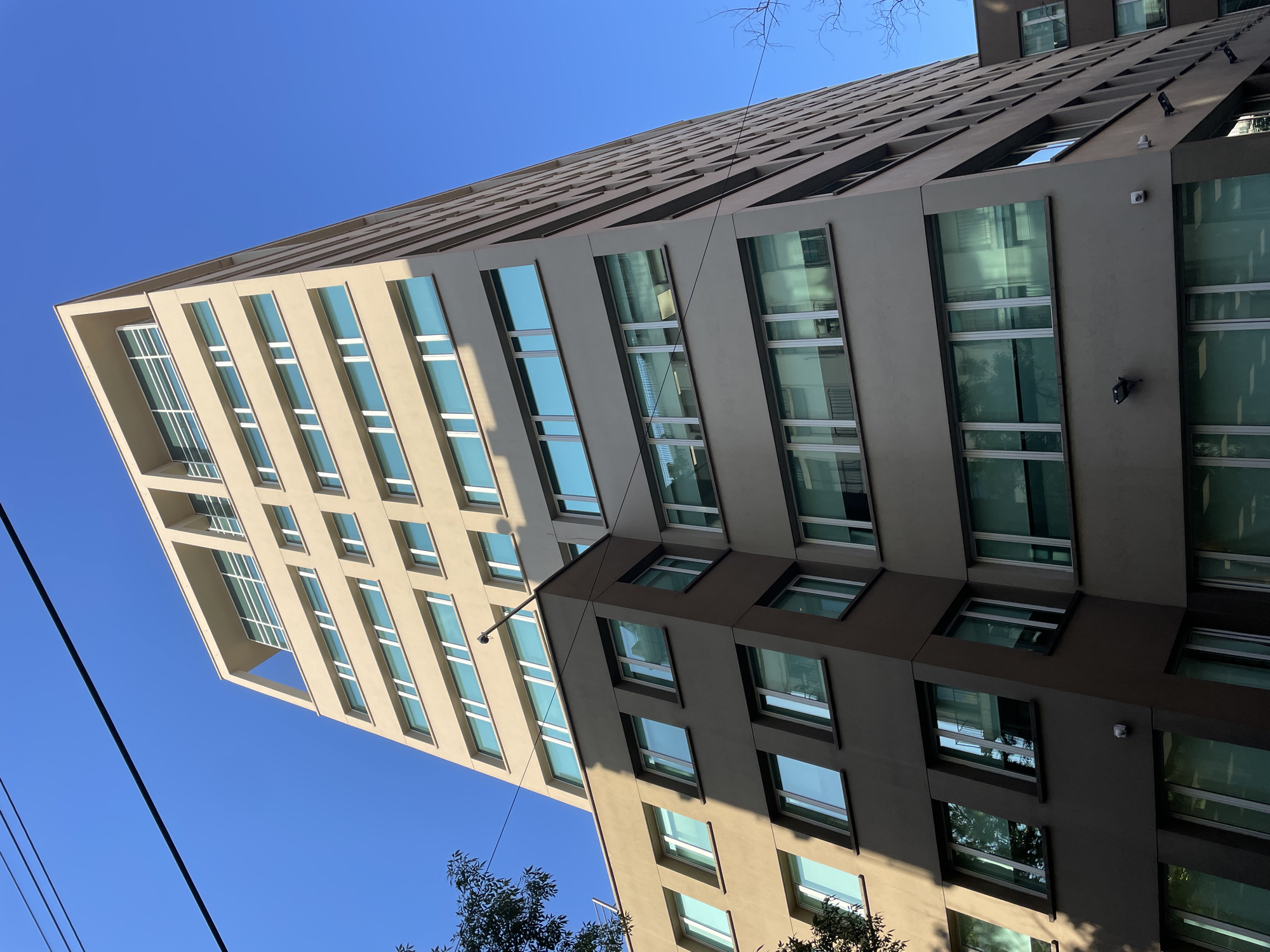 Modern building photographed from below in Buenos Aires