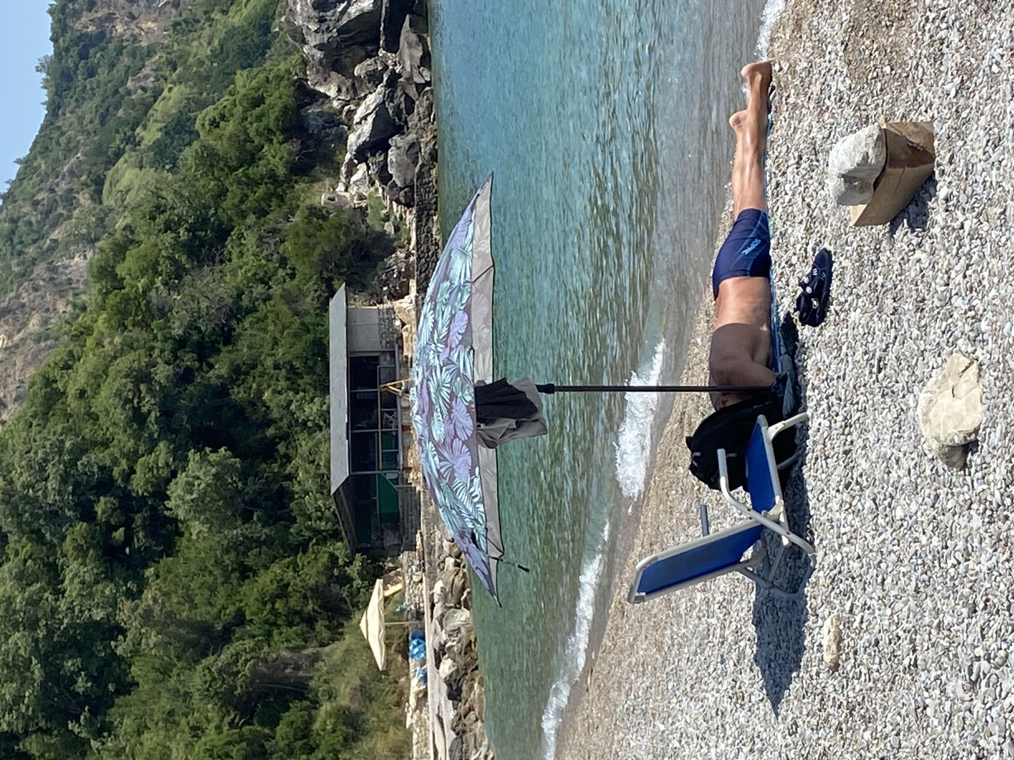 Lazy afternoon on a pebble beach in Montenegro
