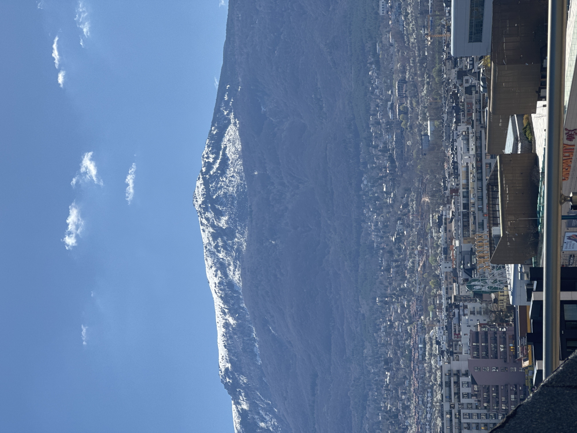 Sofia cityscape viewed with snow-capped mountains under clear skies