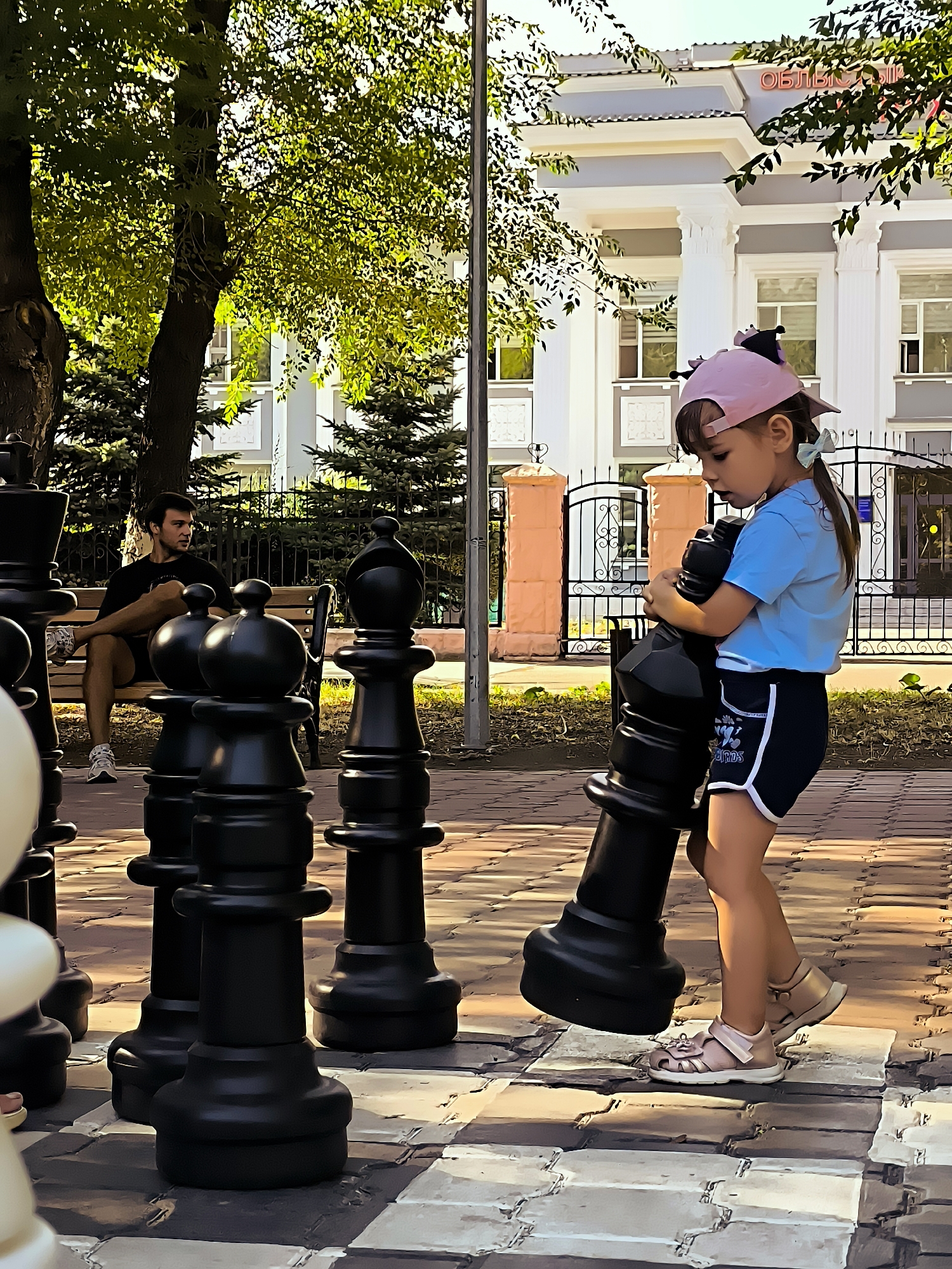Afternoon play at Karaganda's giant outdoor chess park