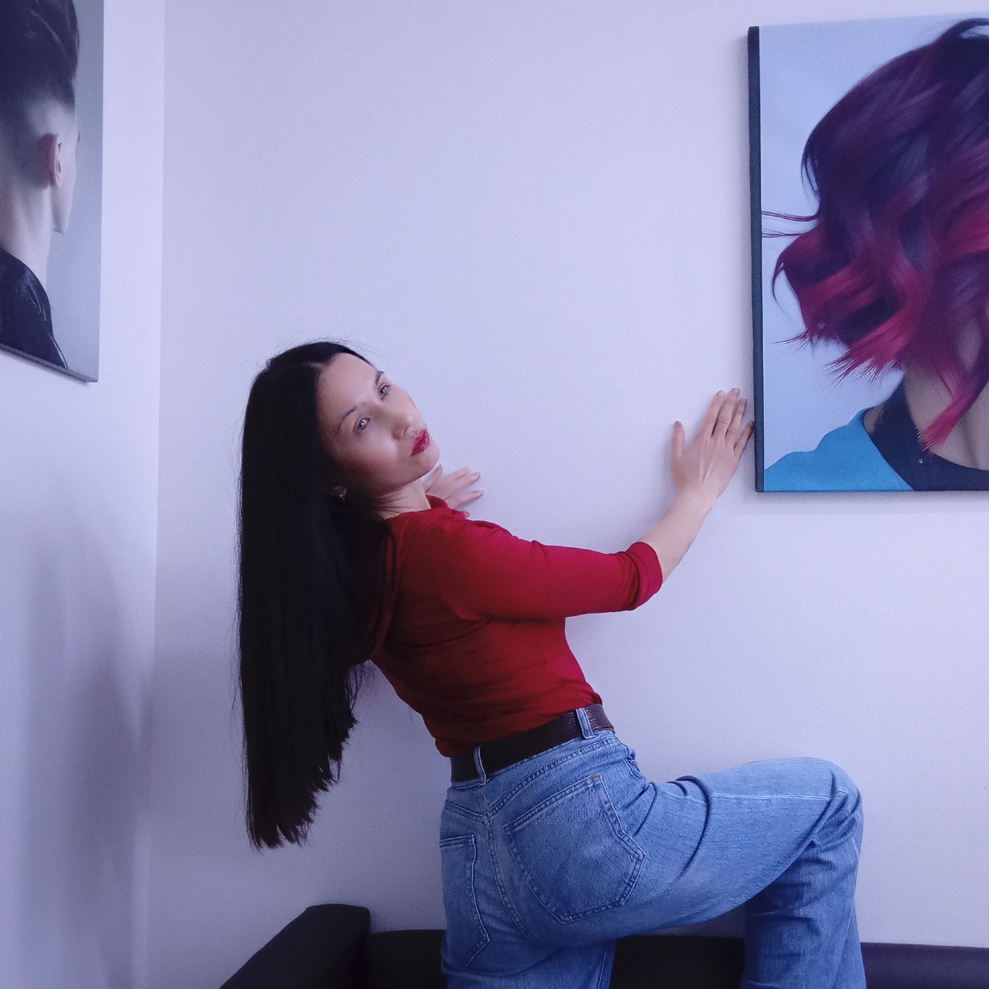 Woman poses for indoor photo session in Izhevsk