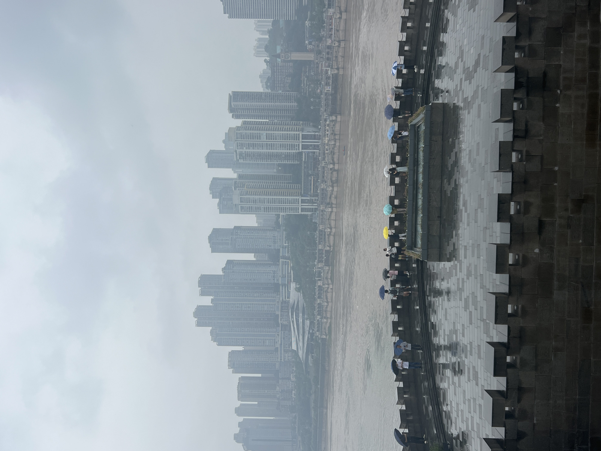 Rainy morning along Chongqing's Yangtze riverfront