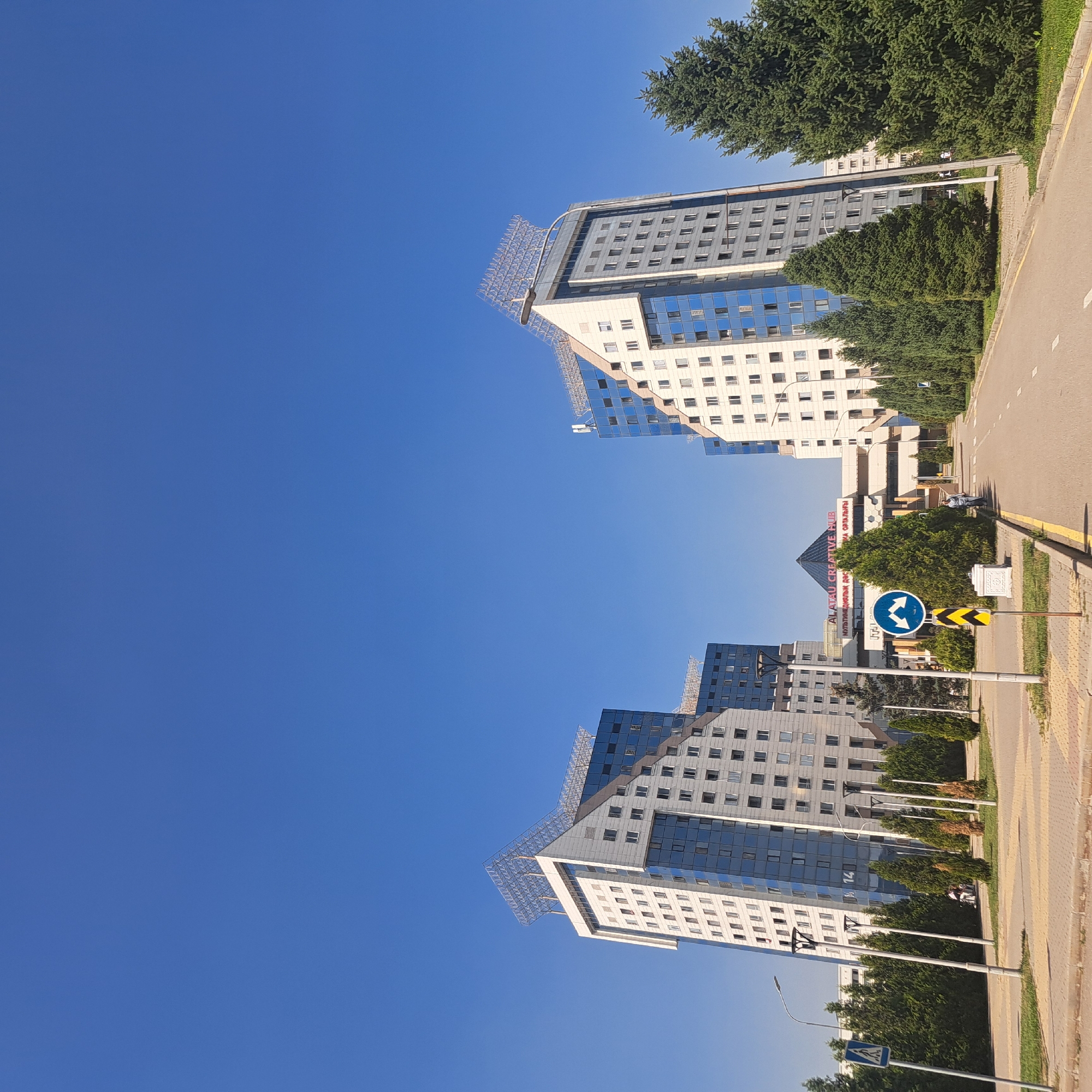 Sunny afternoon around Almaty's modern architecture