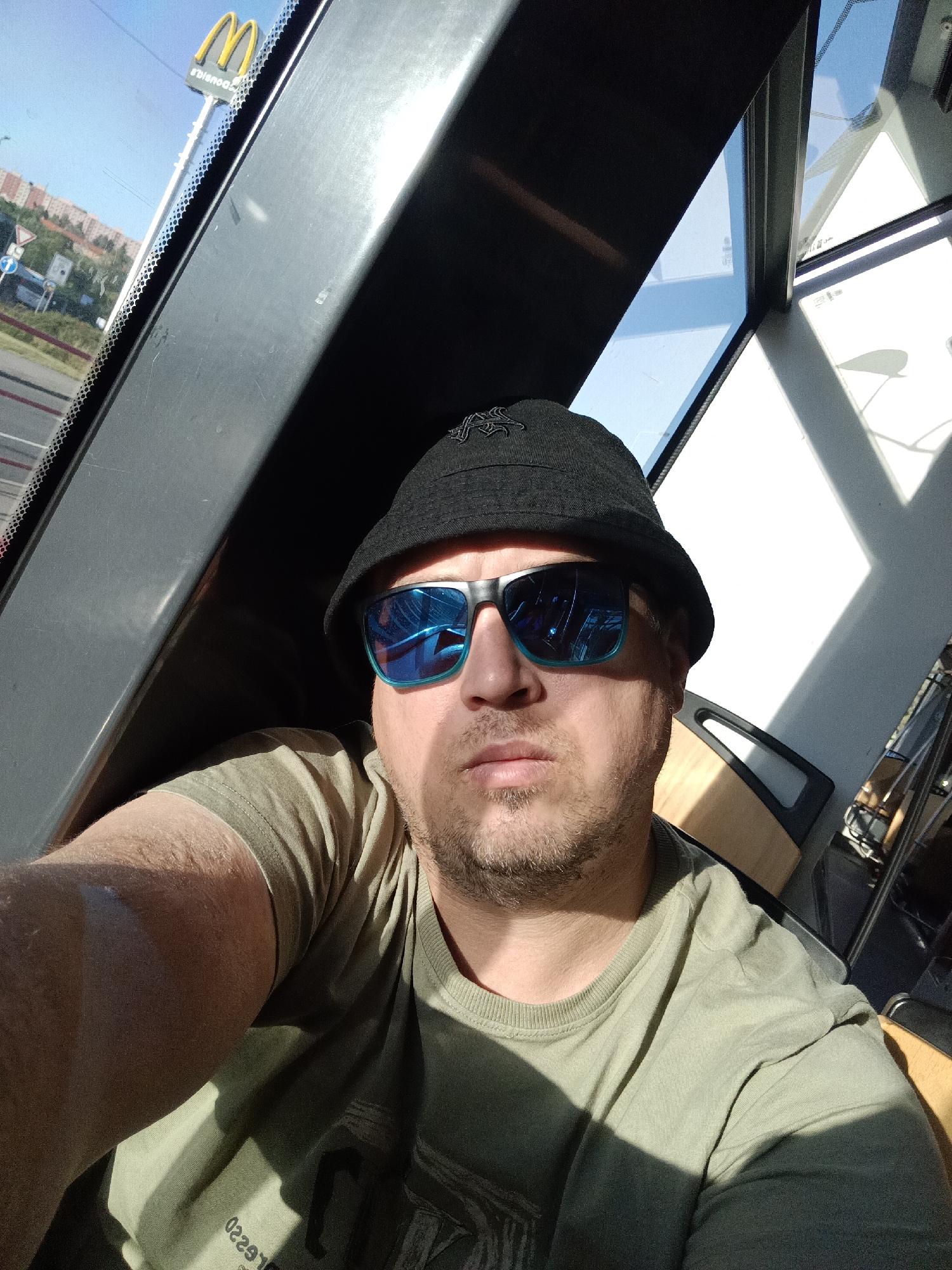 Selfie session on a Prague tram, July 2026