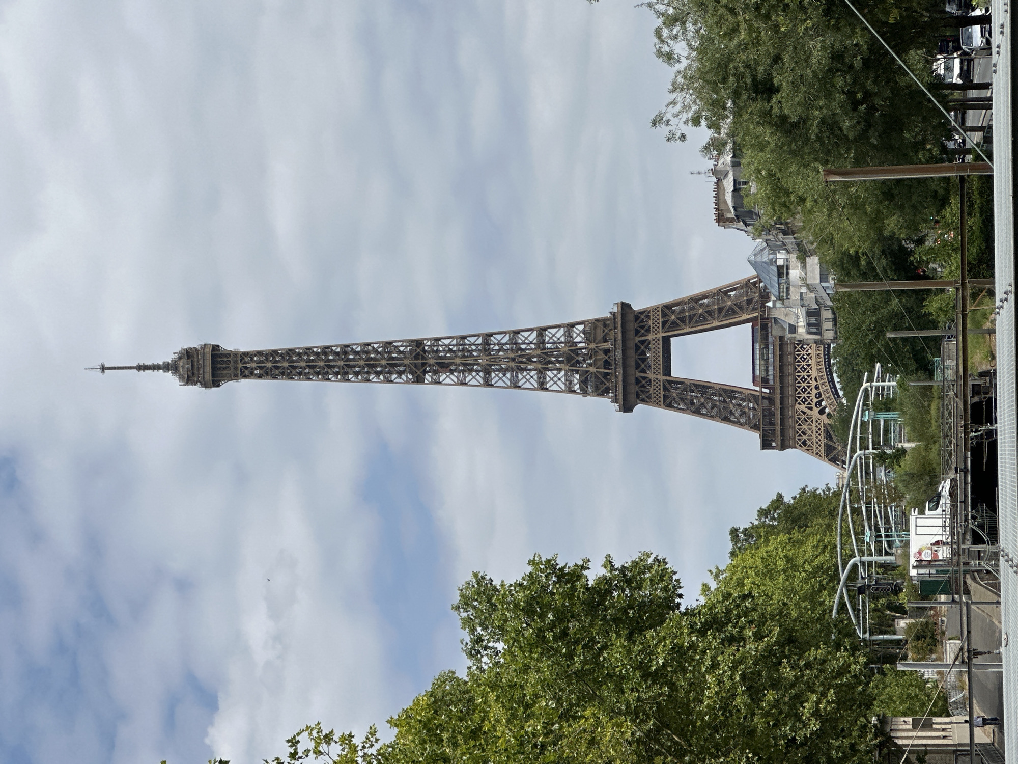 Paris Seine waterfront and 15th arrondissement on a grey June morning