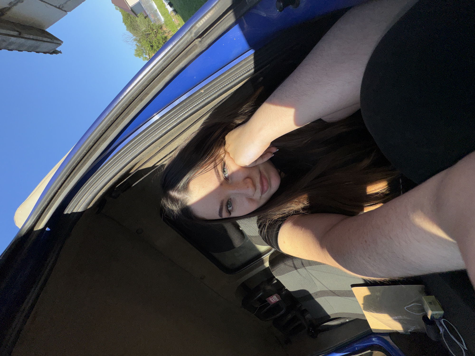 Woman documents leisurely afternoon in vehicle, Krasnokamsk Russia