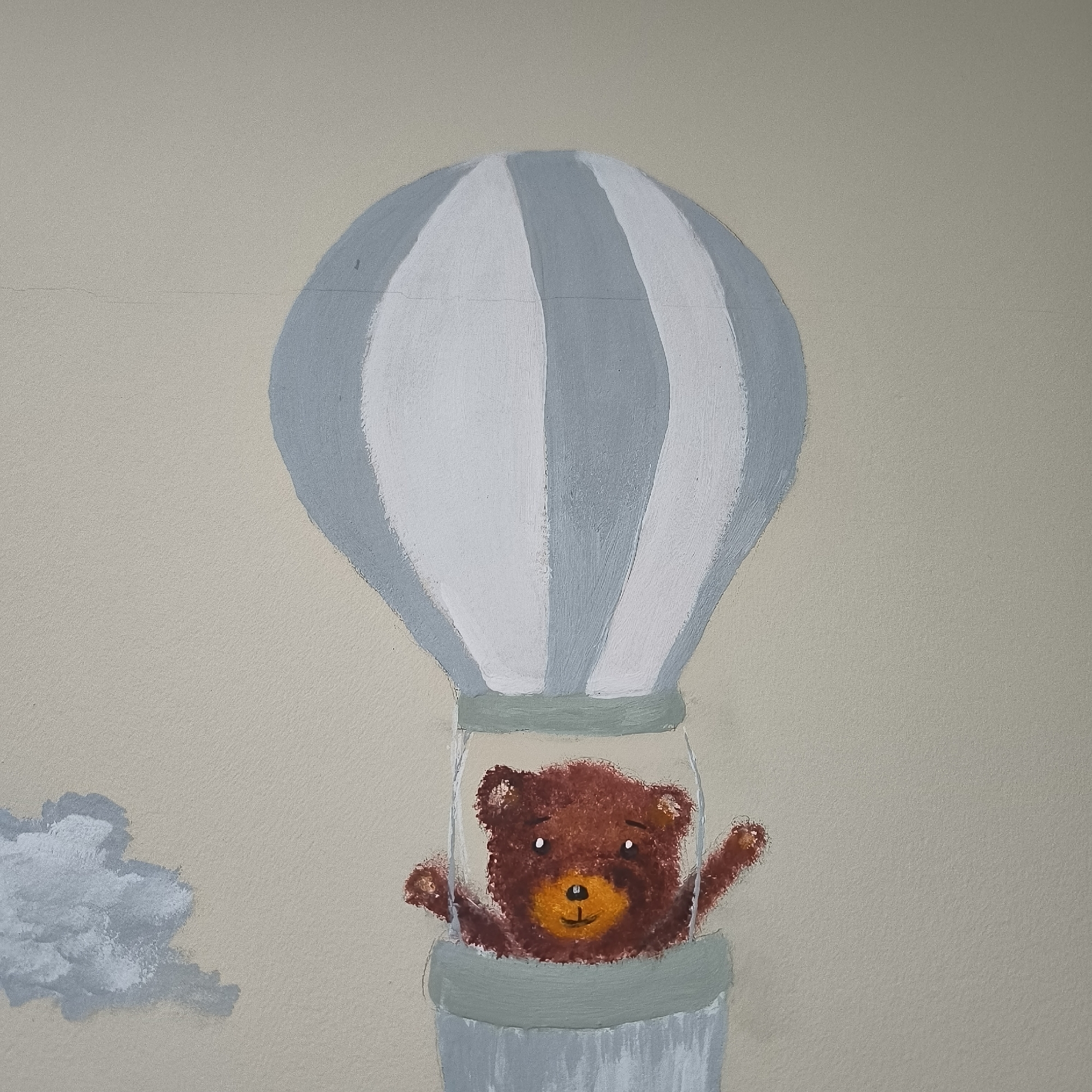 Bear murals and glowing green LEDs in Varna night