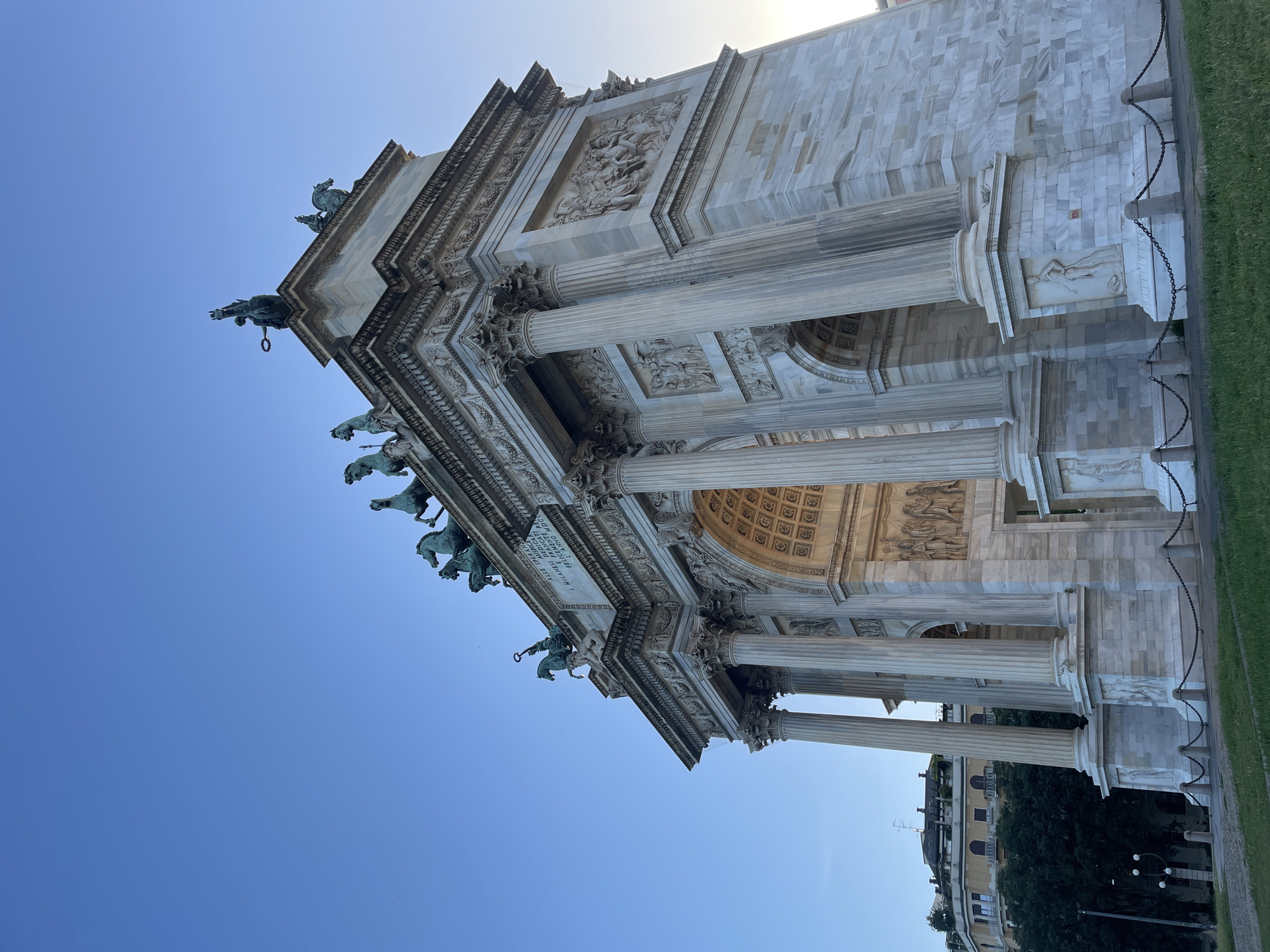 Up close with Milan's Arco della Pace on a clear evening