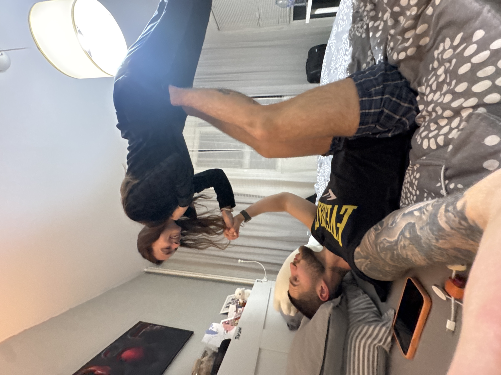 Couple documents personal moments around Sofia during evening hours