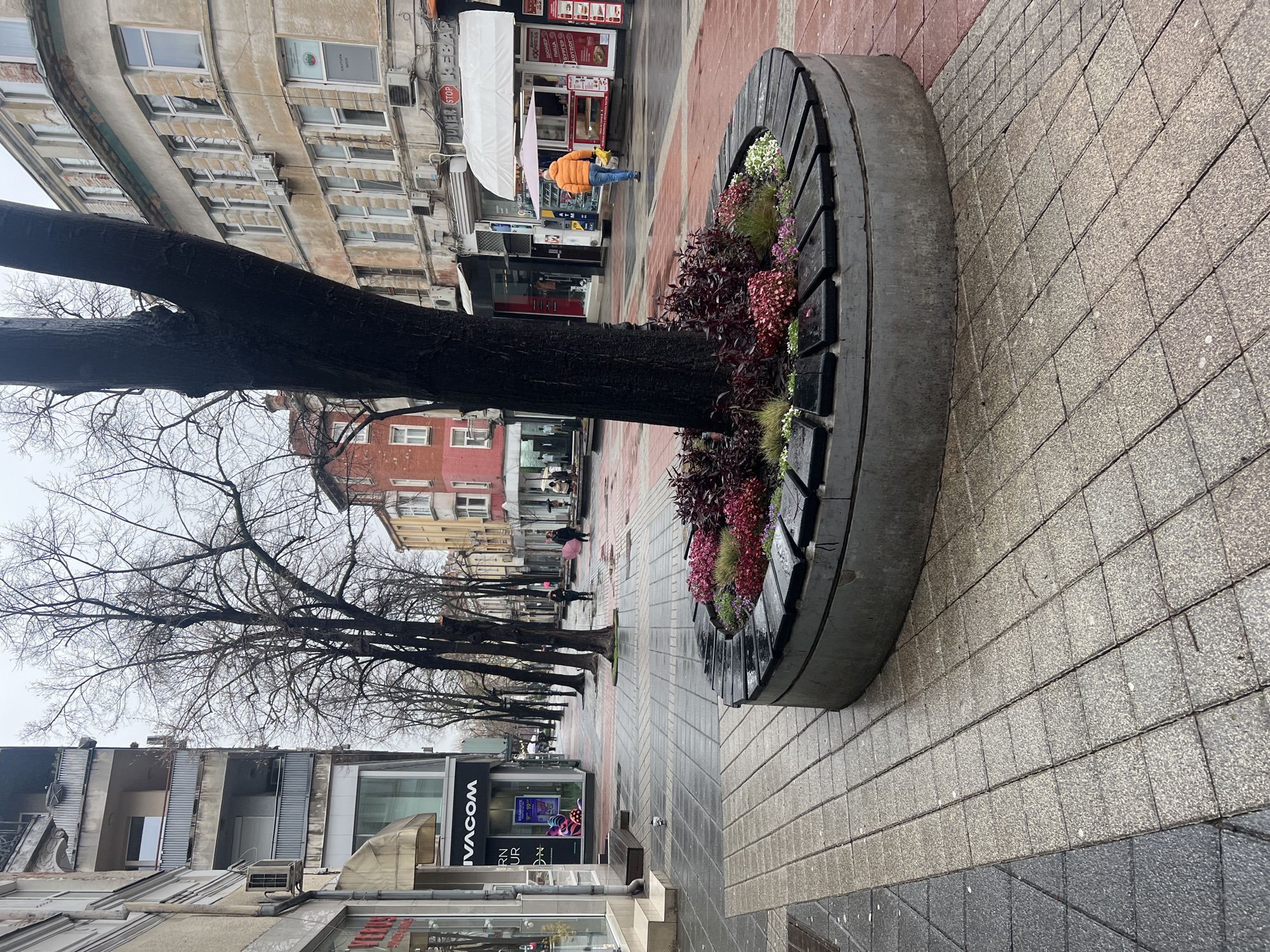 Spring morning scenes captured in downtown Plovdiv, Bulgaria