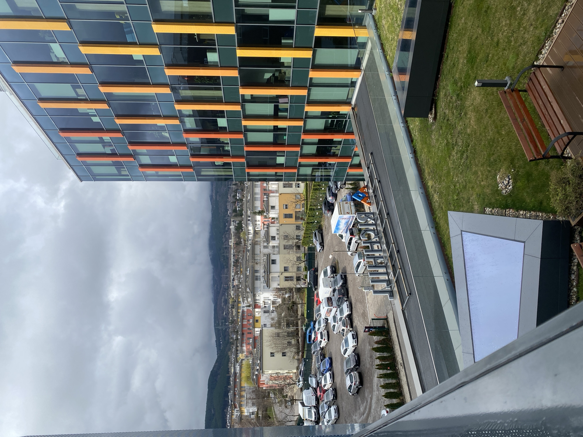 Morning documentation of modern Sofia commercial complex and amenities