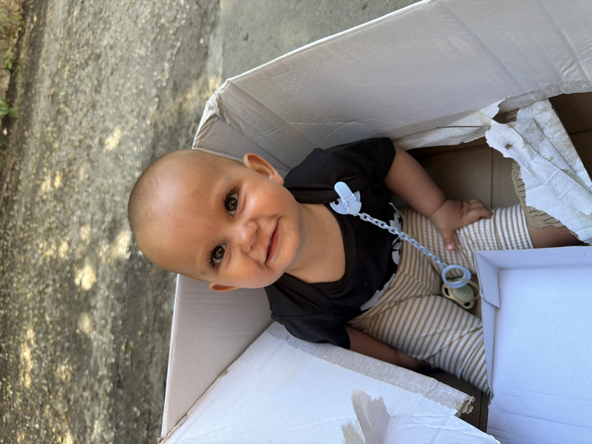 Baby in a cardboard box, Sitovo, Bulgaria