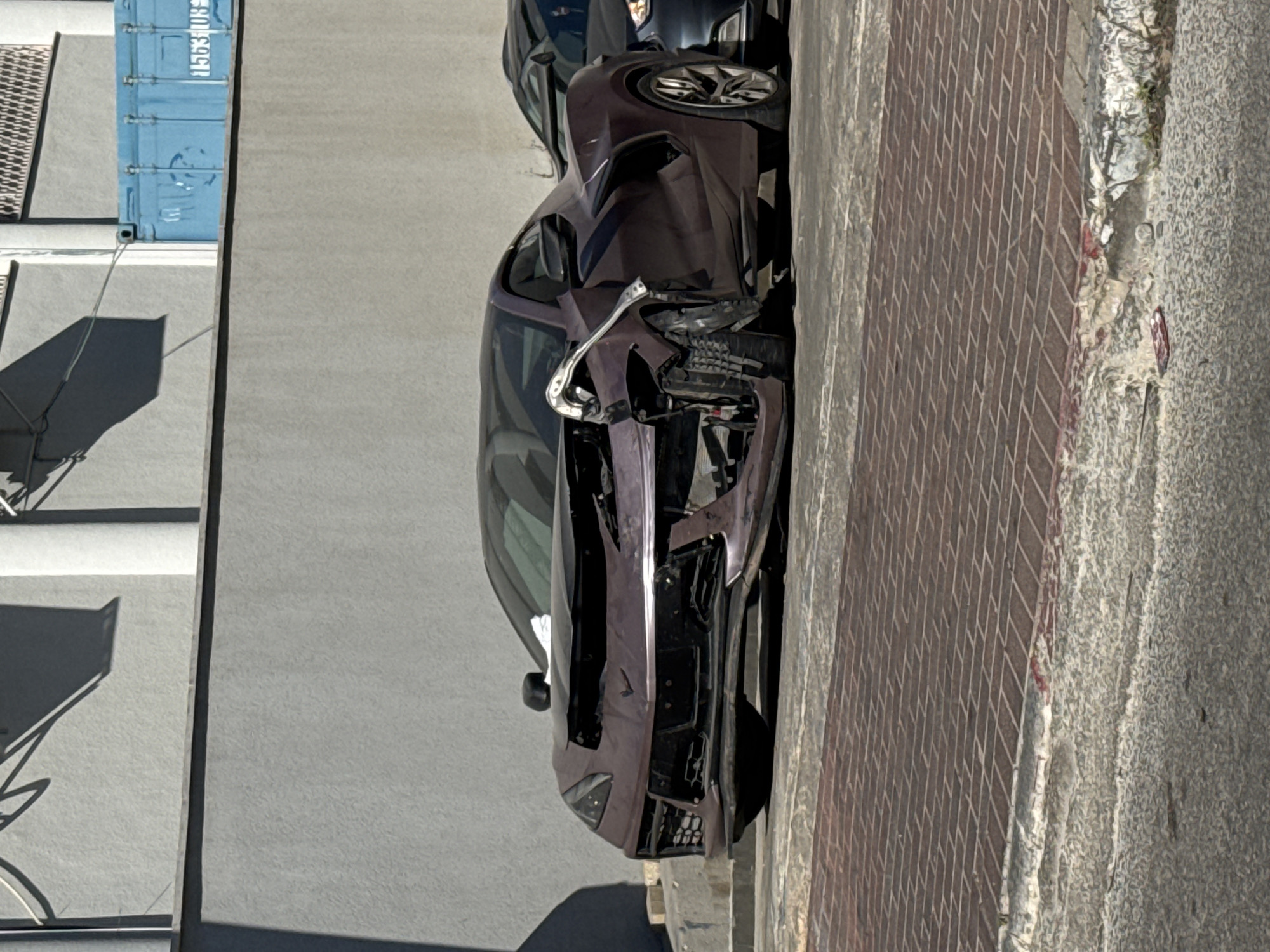 Wrecked Corvette C8 with heavy front-end damage, Petah Tikva