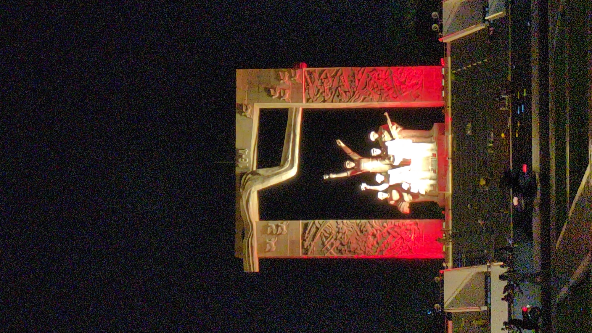 Illuminated monument observed at night in Phan Rang