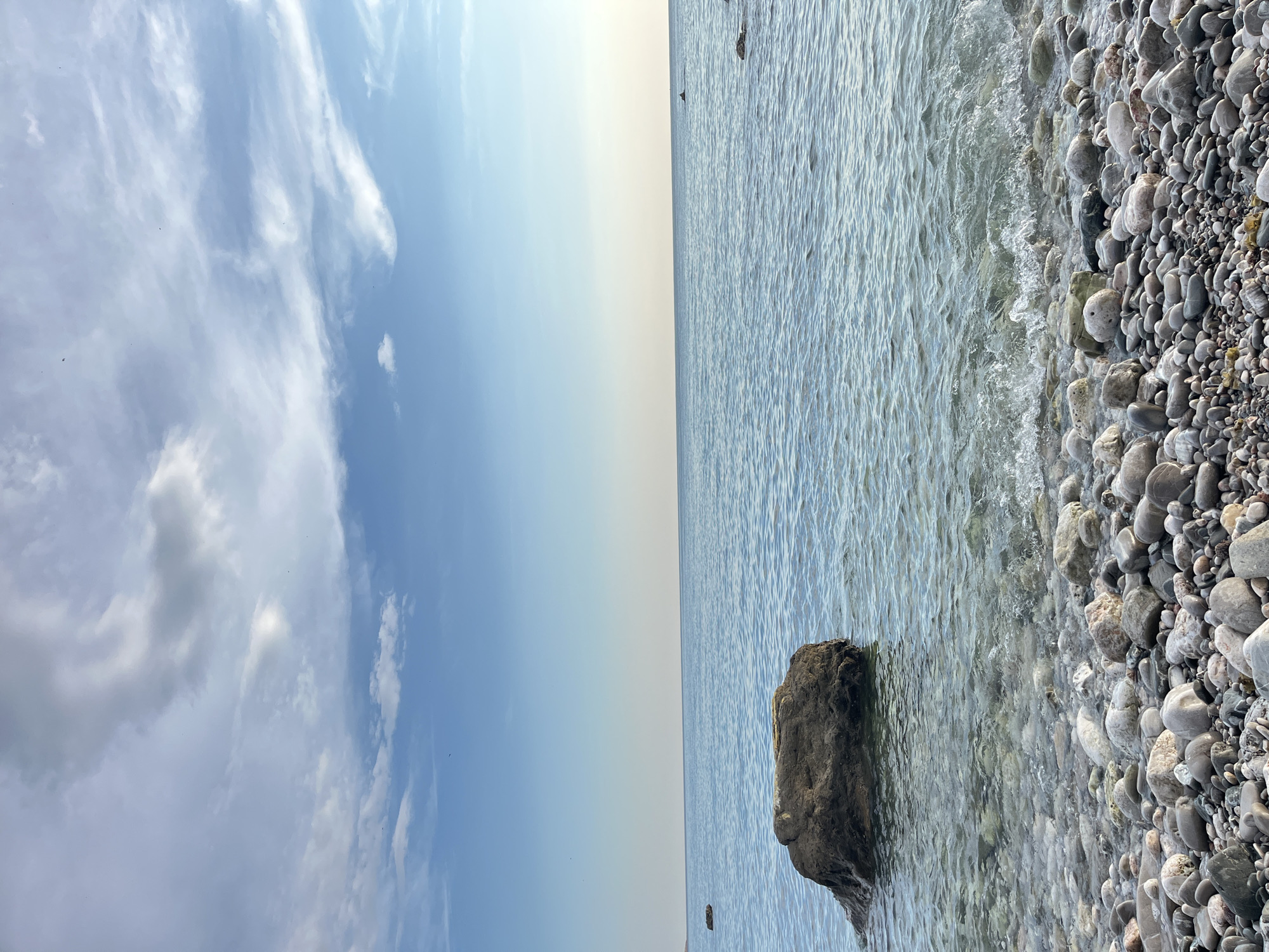 Lazy afternoon on a pebble beach in Bar, Montenegro