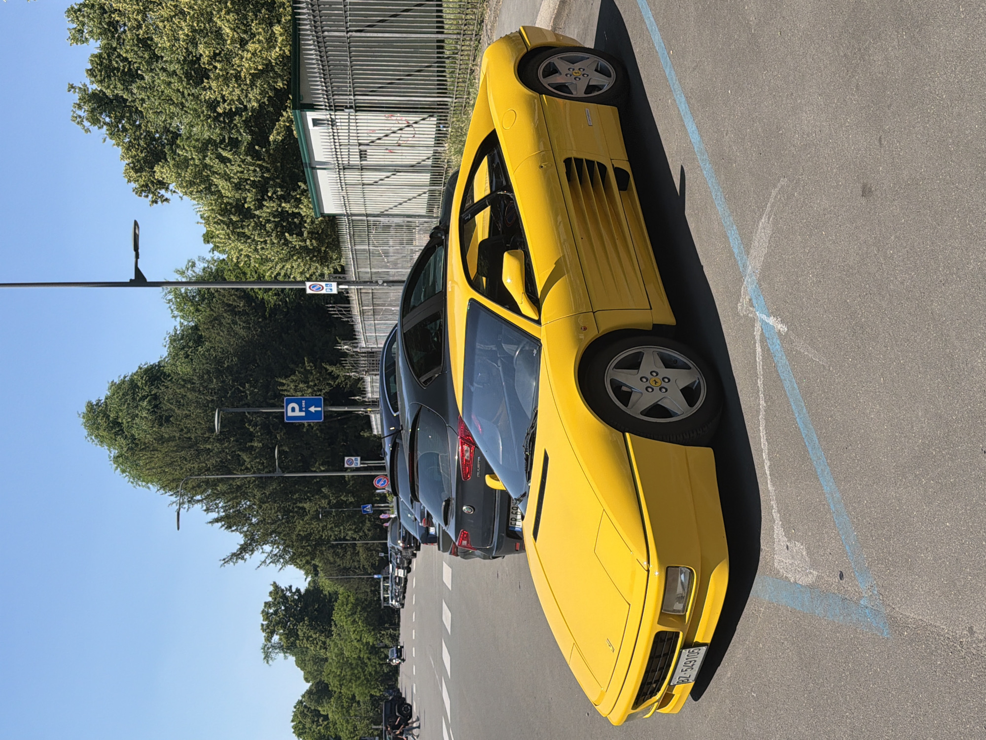 Yellow Ferrari spotted parked in Milan street
