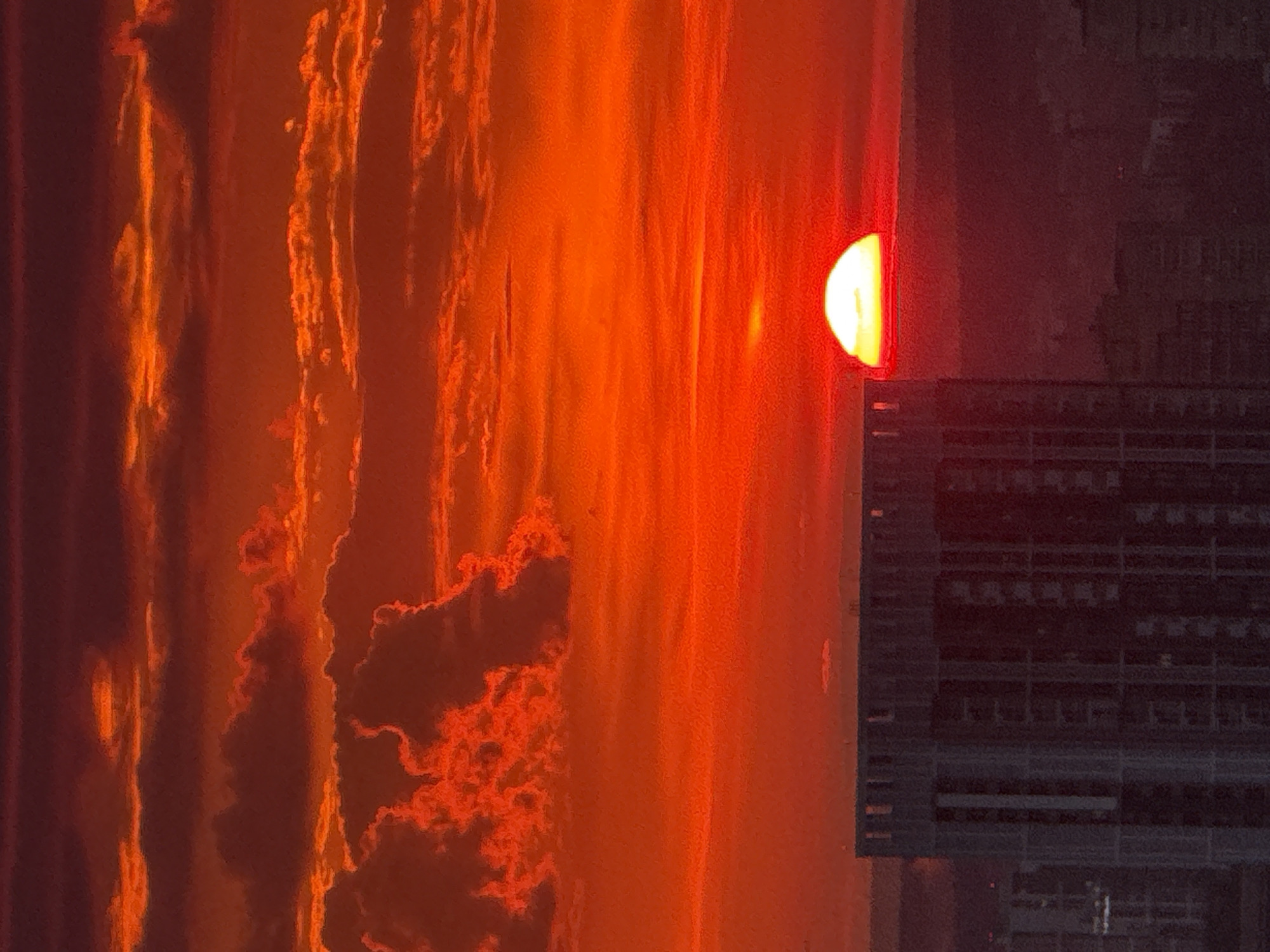 Dramatic sunset over Savenki, Russia with fiery skies