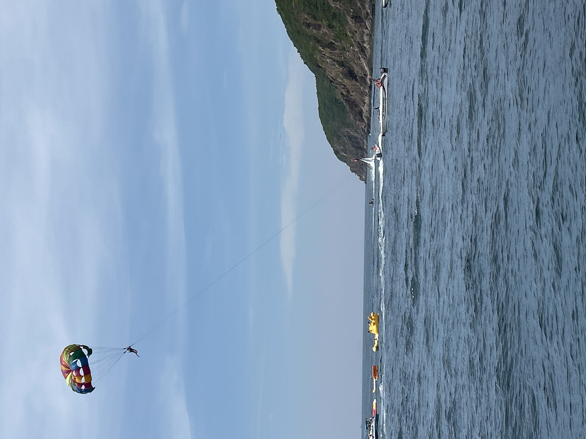 Parasailing and speedboats off Nha Trang's island coast