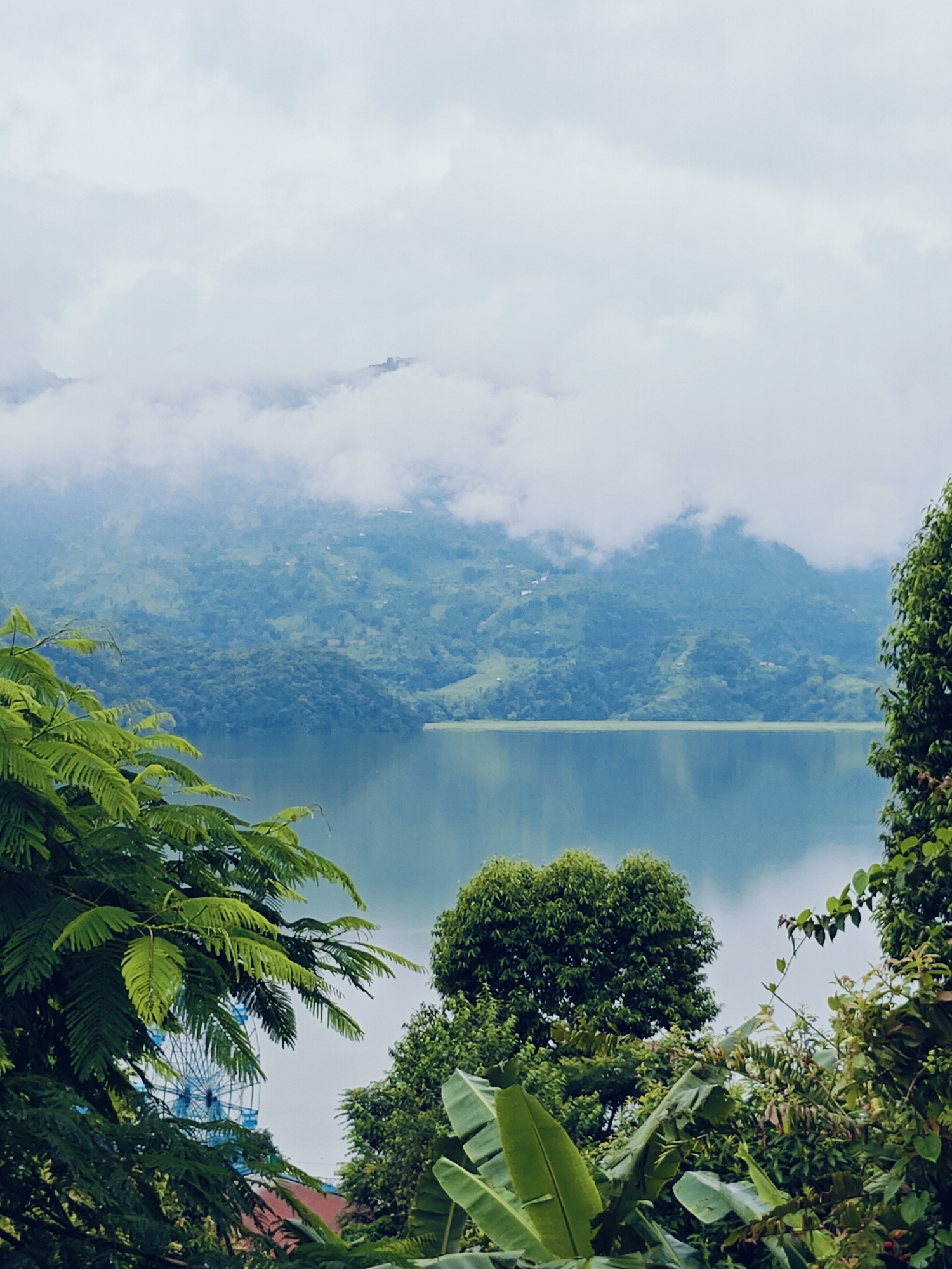 Phewa Lake under cloudy skies, Pokhara