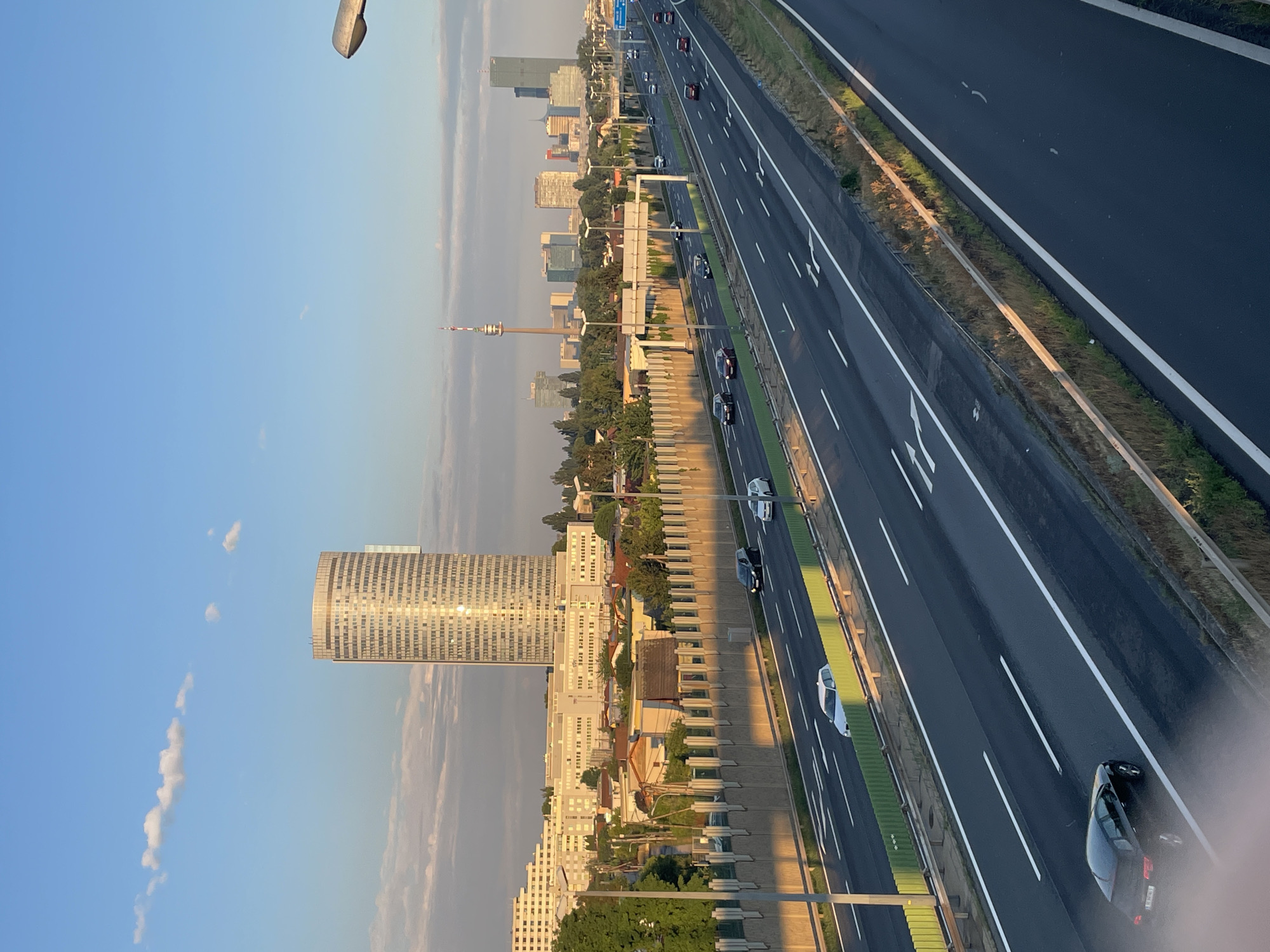 Vienna at golden hour: highways, parks, water, and fading light