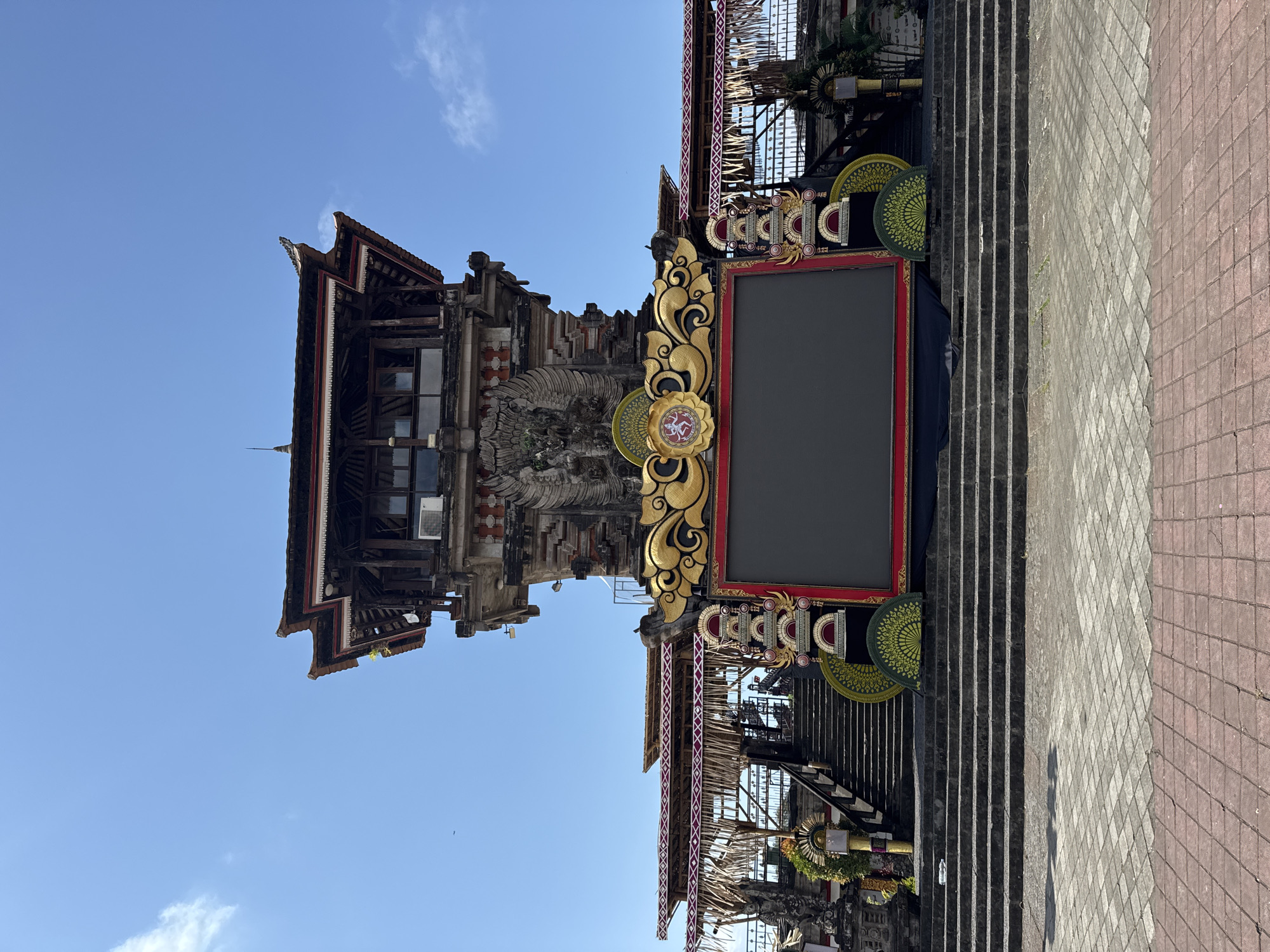 Traditional Balinese performance event at ornate Denpasar amphitheater