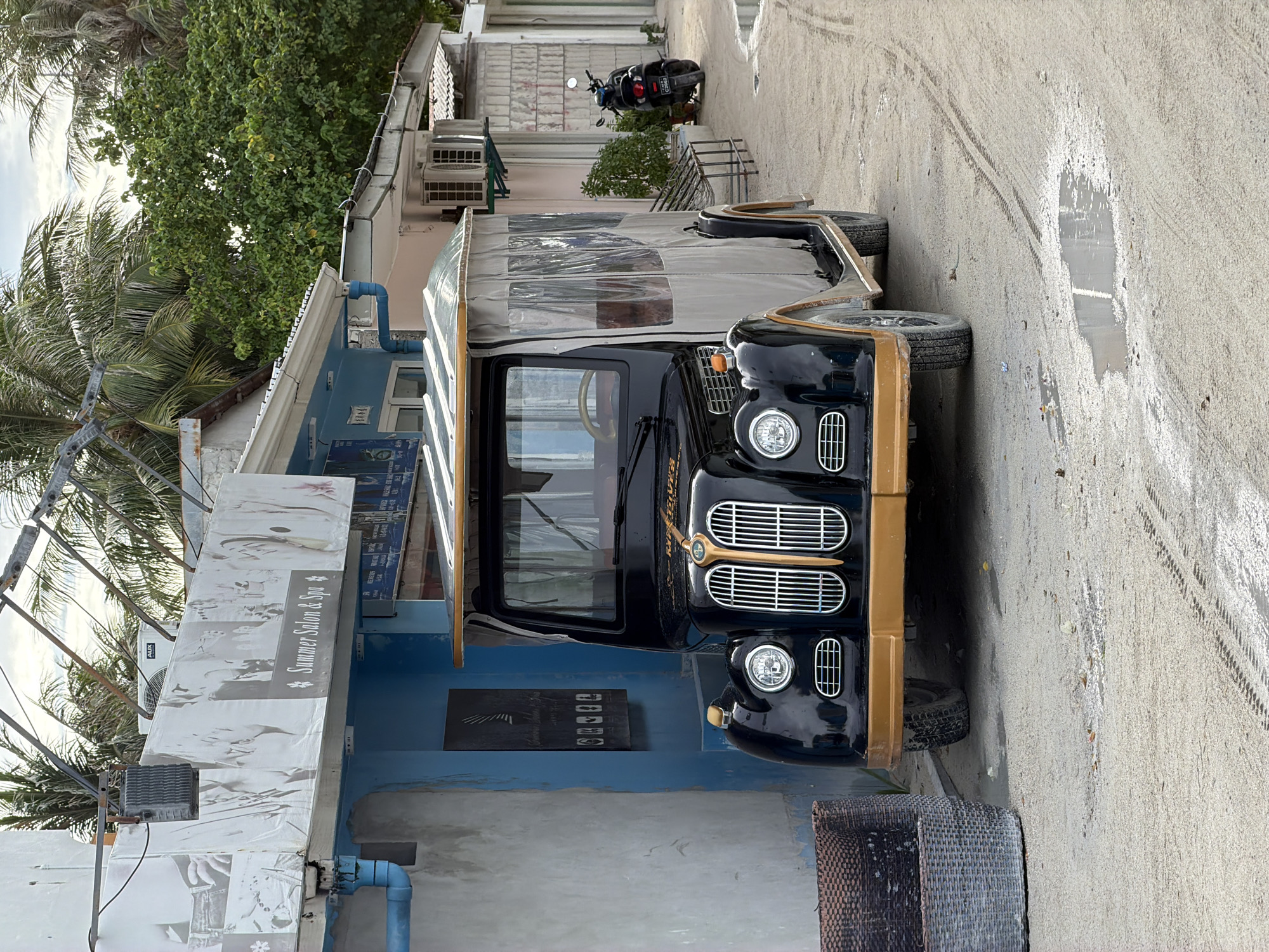 Casual moments captured in Maafushi: vehicle parking, elevator ride