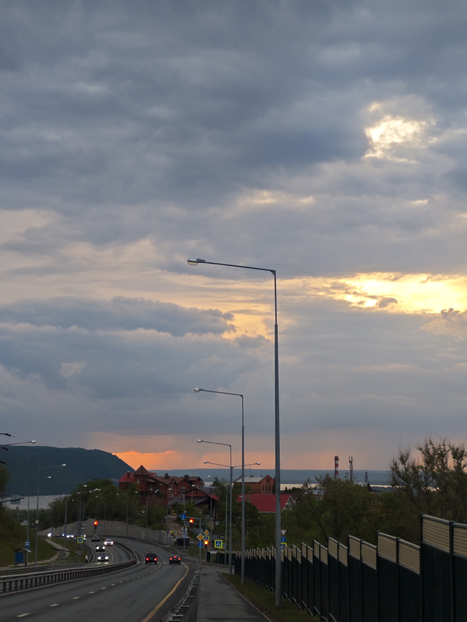 Traffic observed on hill road in Samara, Russia