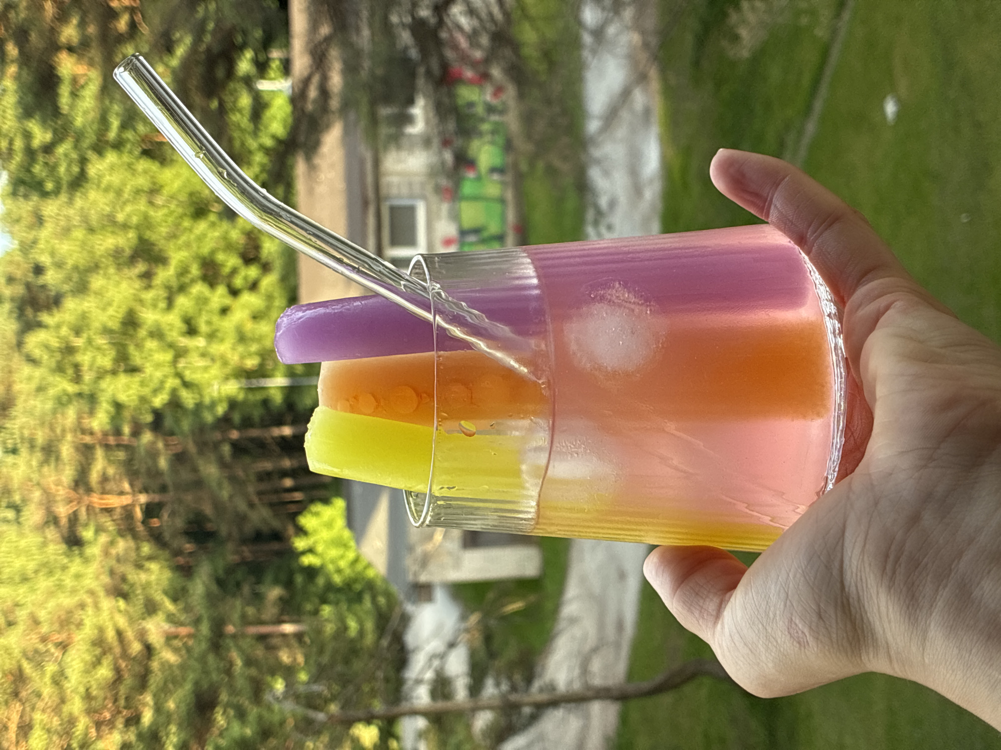 Colorful popsicle cocktail in Haapsalu on a summer evening
