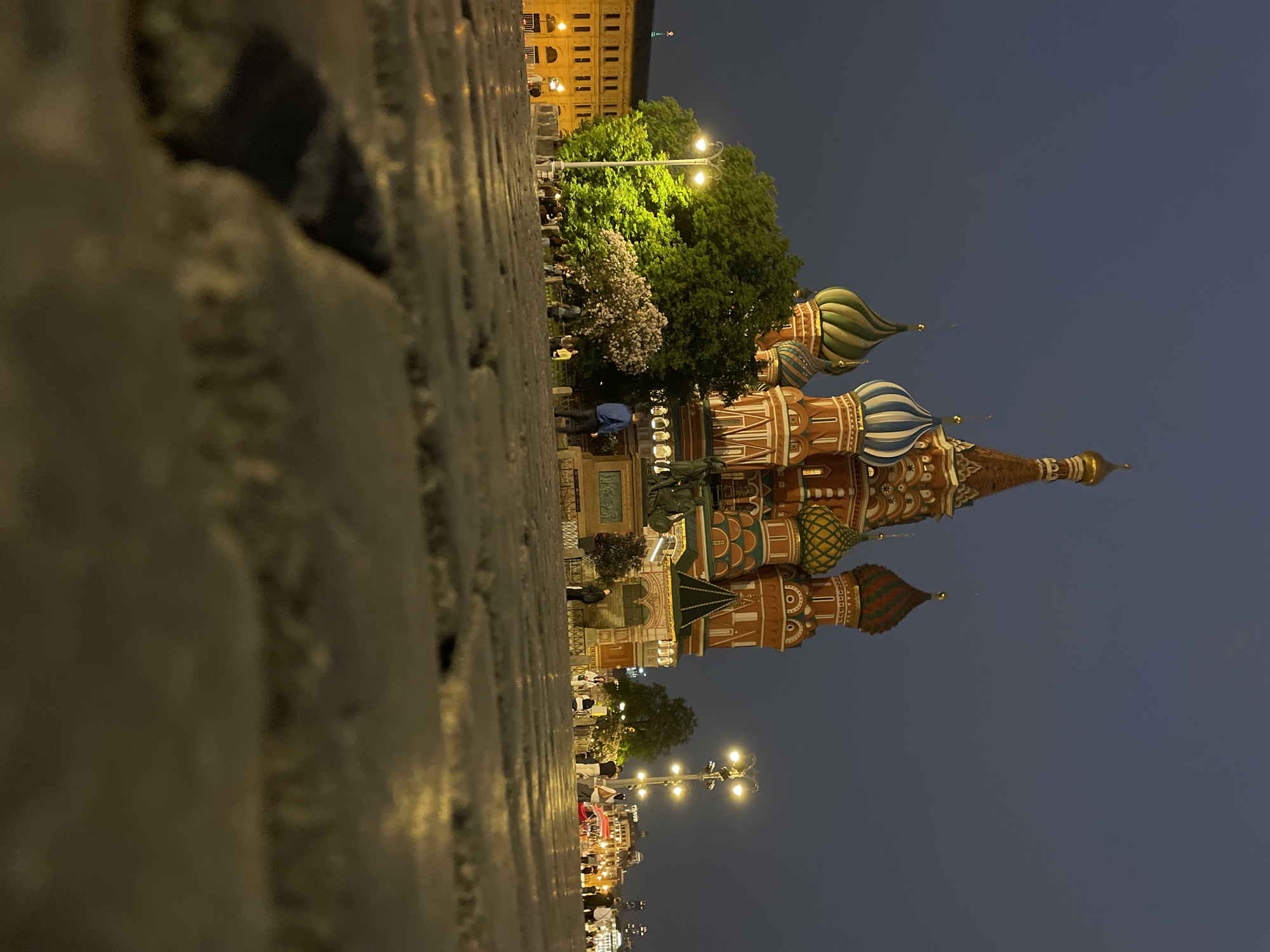 Evening stroll through illuminated Moscow landmarks and streets