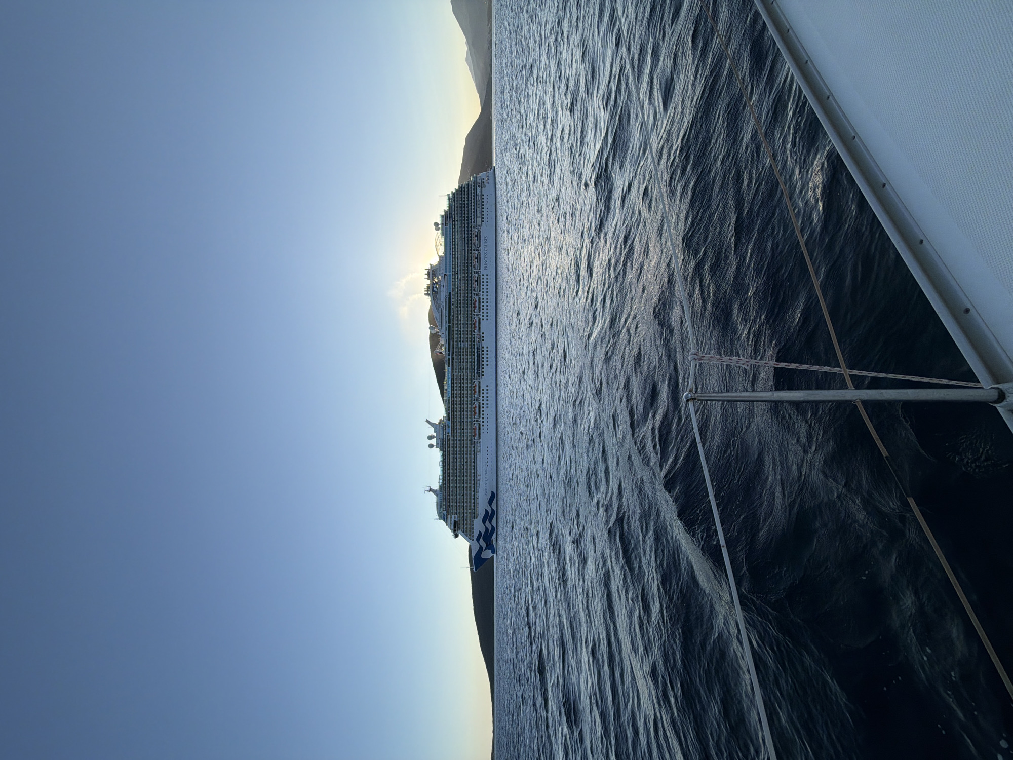 Cruise ships anchored in the bay off Luštica, Montenegro