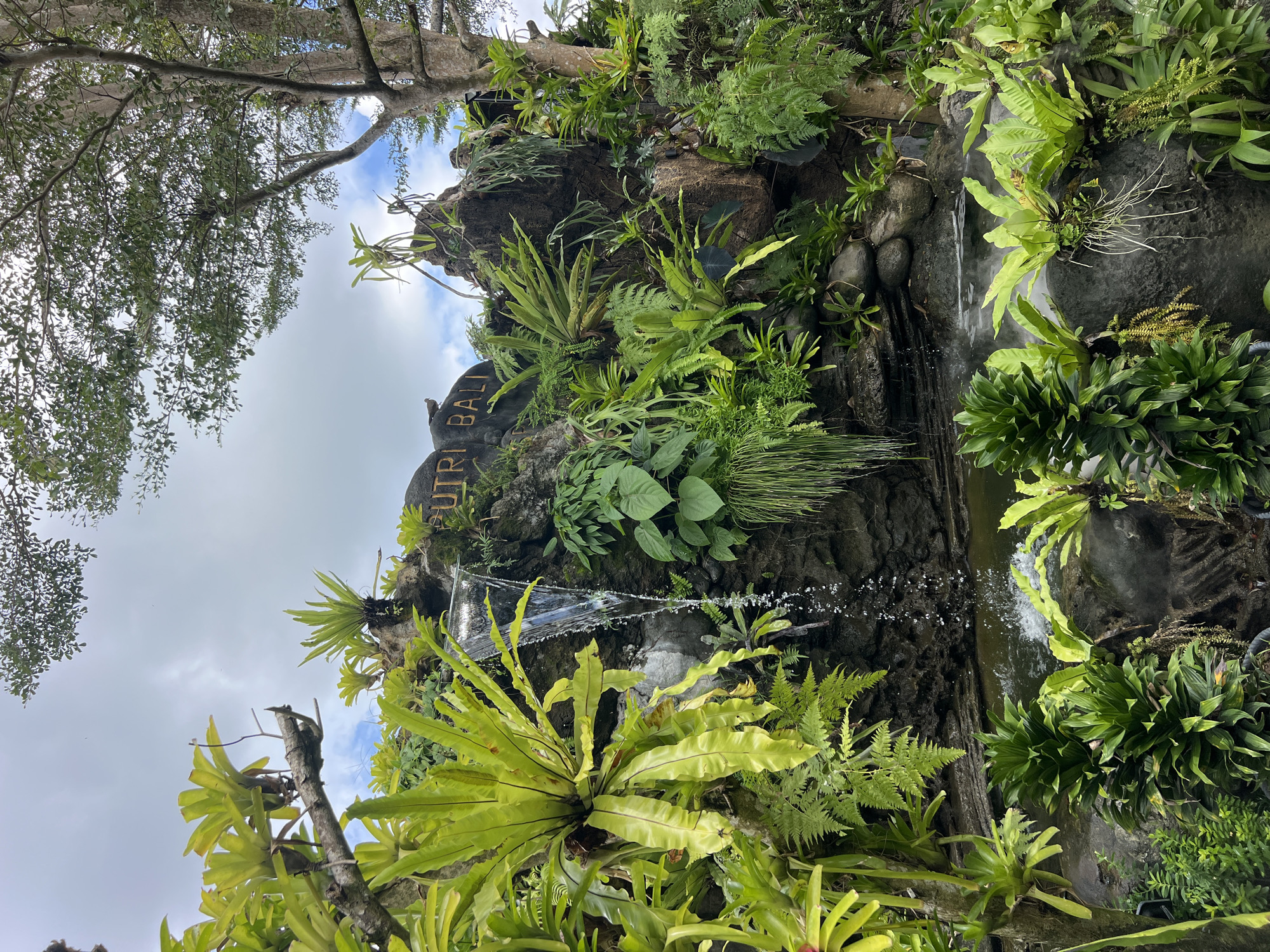 Tourist documents Putri Bali garden complex in Ubud