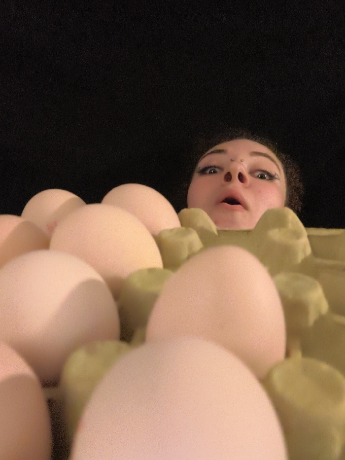 Young woman's playful moments with everyday objects captured across locations