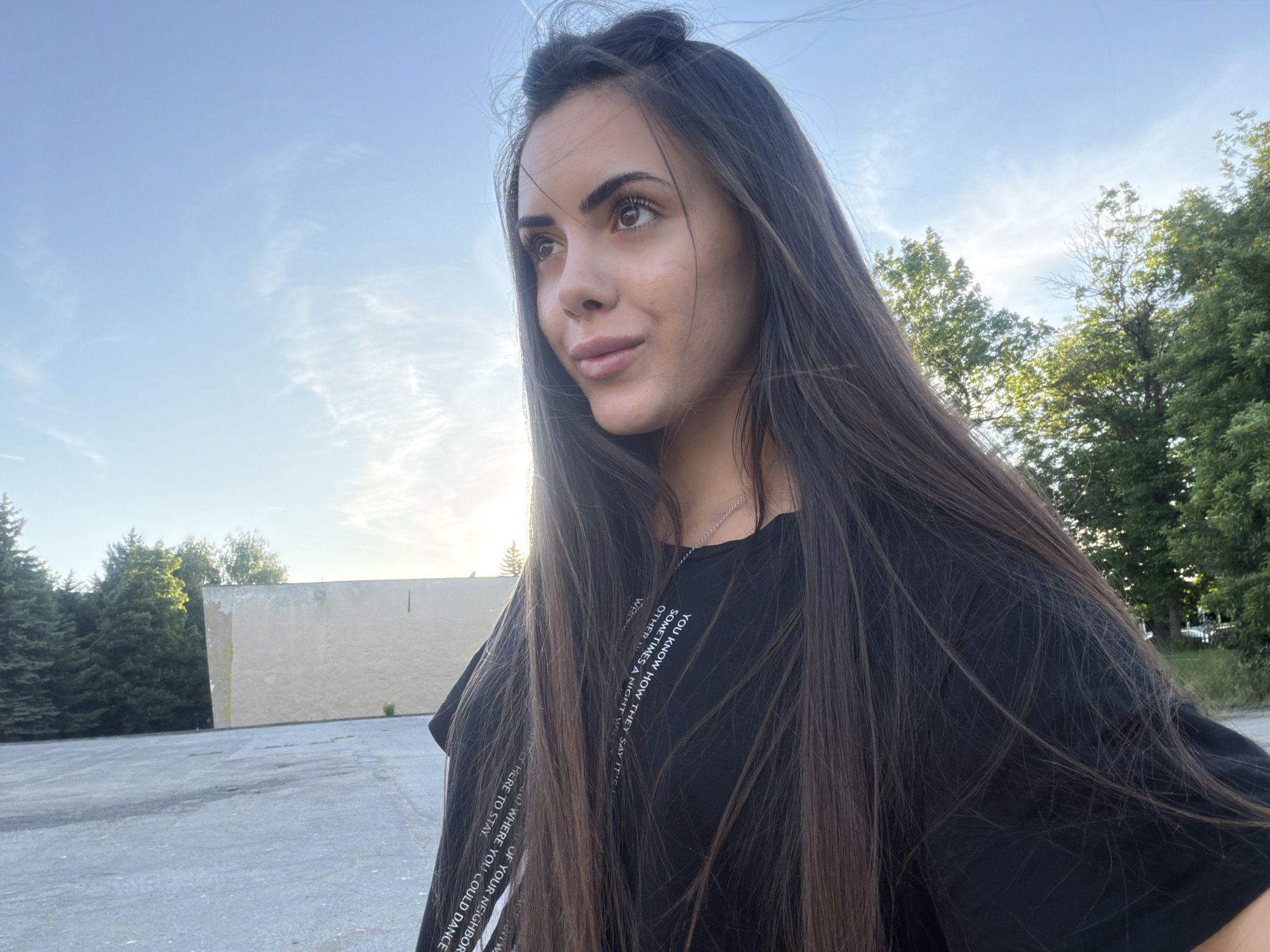 Woman photographed smiling in Sofia, Bulgaria