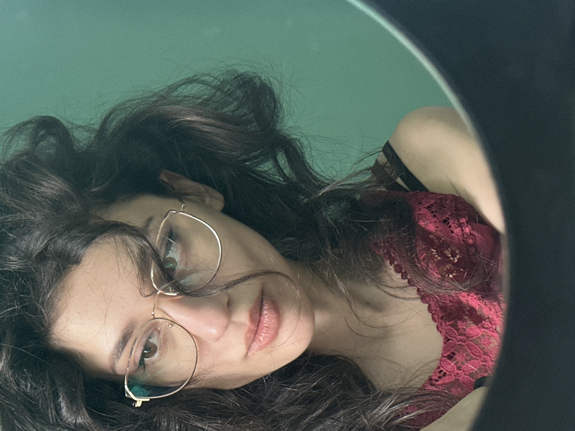 Woman documents afternoon selfie session in Sofia apartment