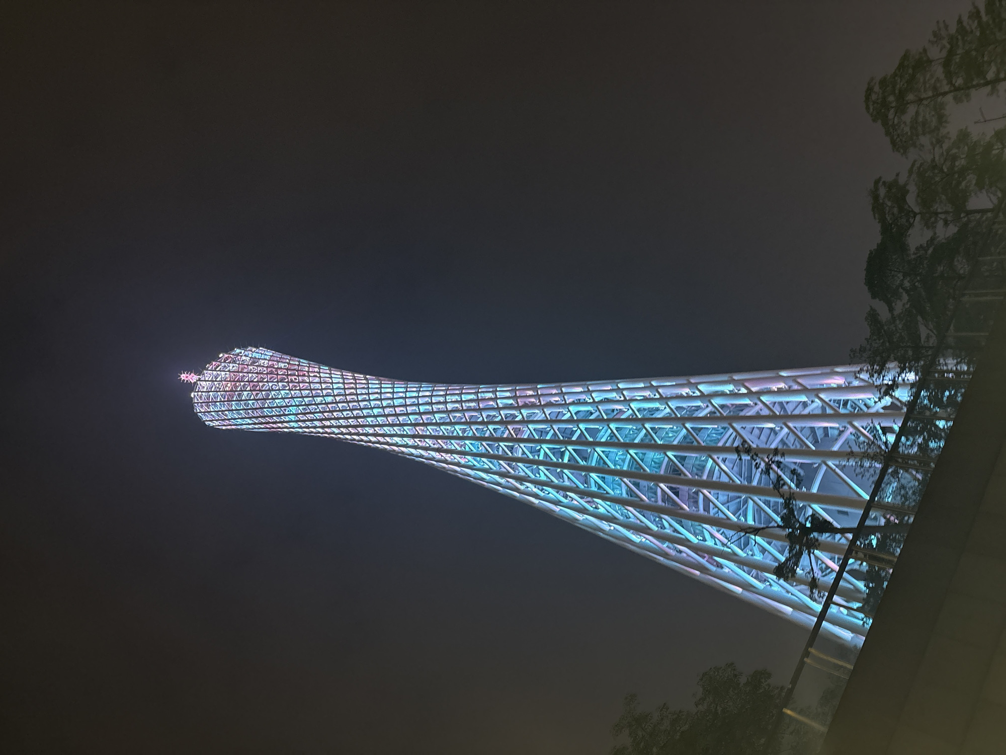 Canton Tower light show with laser beam in Haizhu