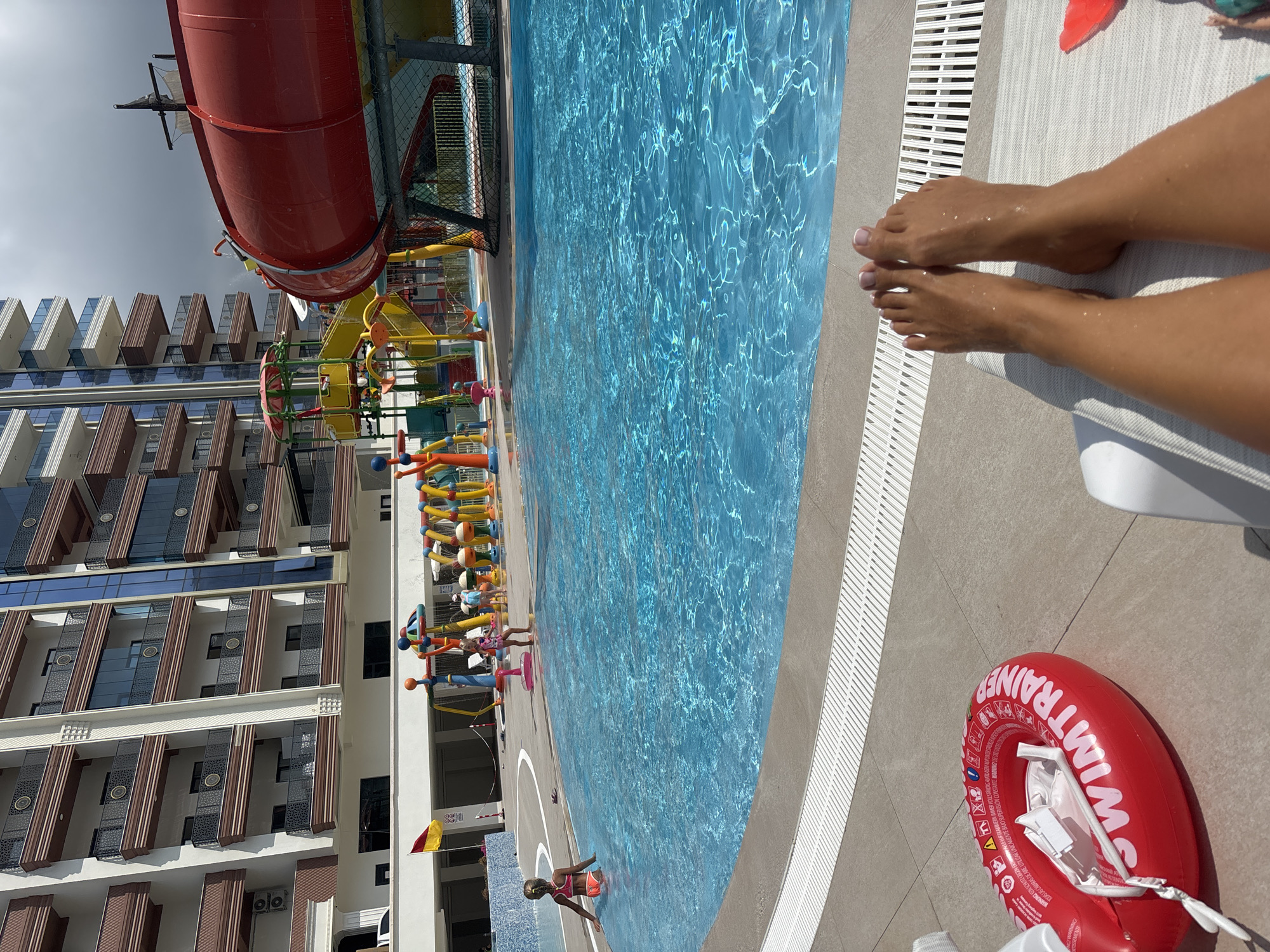 Kicking back at an Alanya water park on a cloudy day