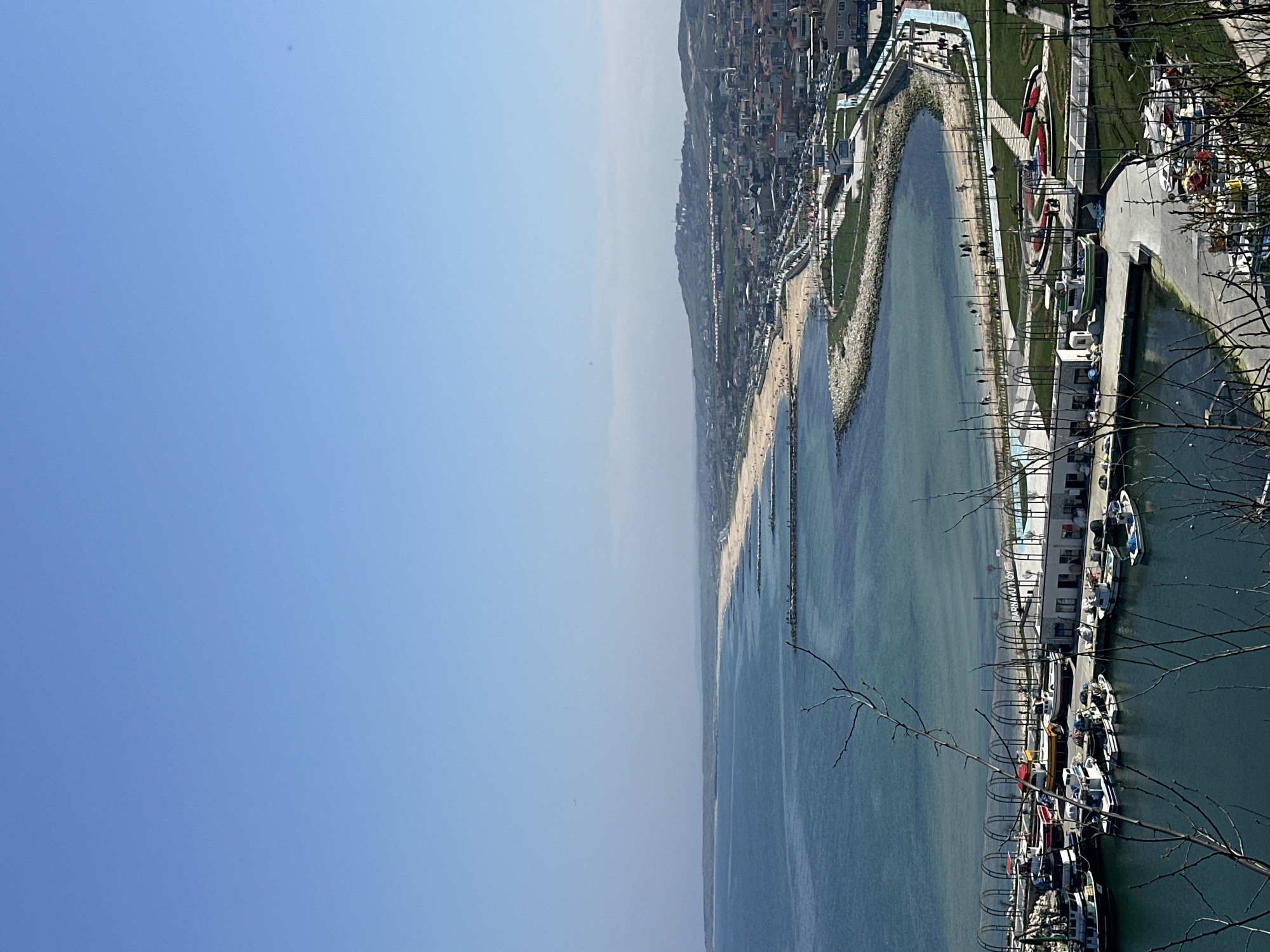 Spring morning visitors document coastal scenes in Arnavutköy, Turkey