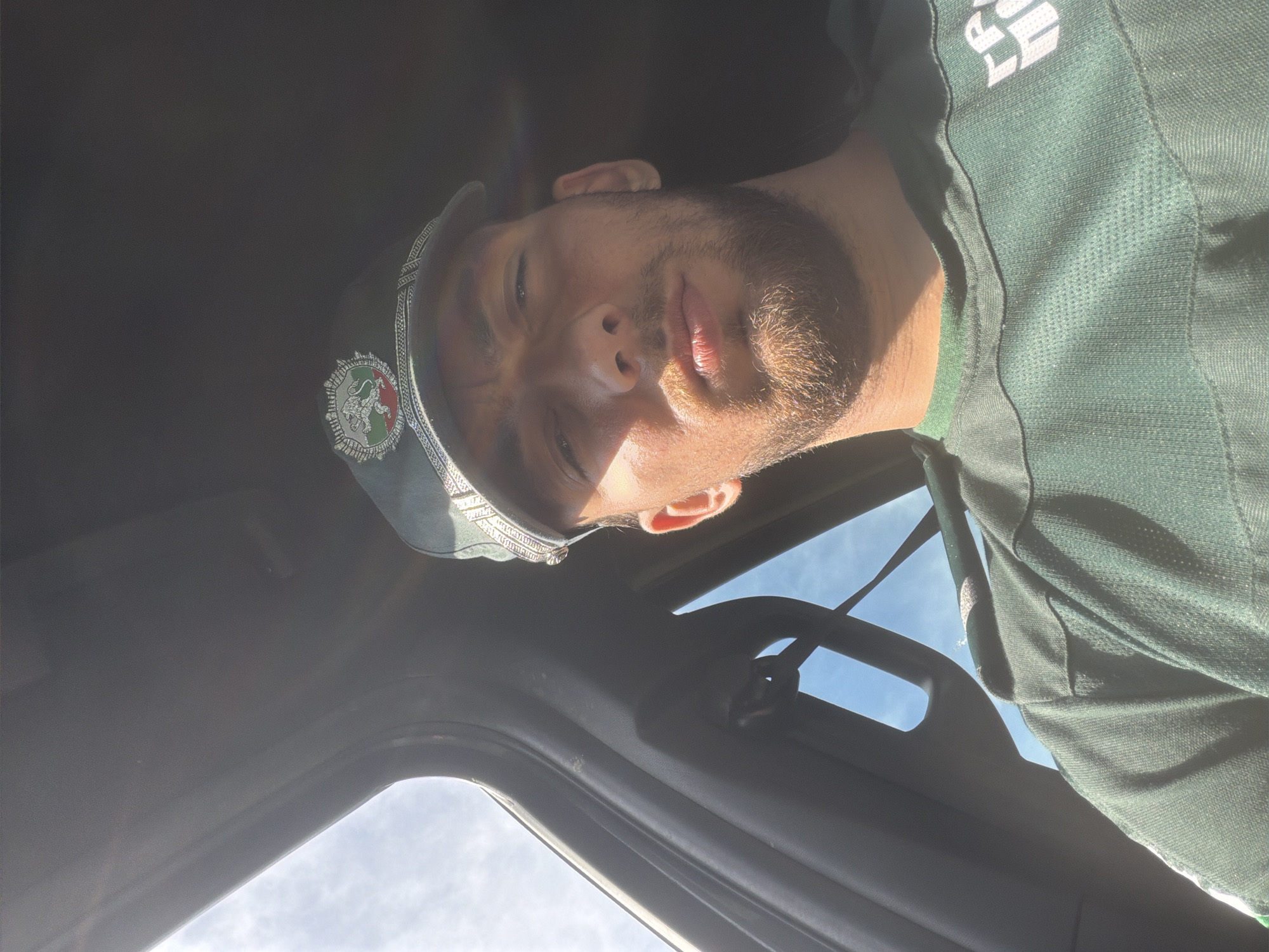 Selfie-style shots from a vehicle parked in Varvara, Bulgaria.