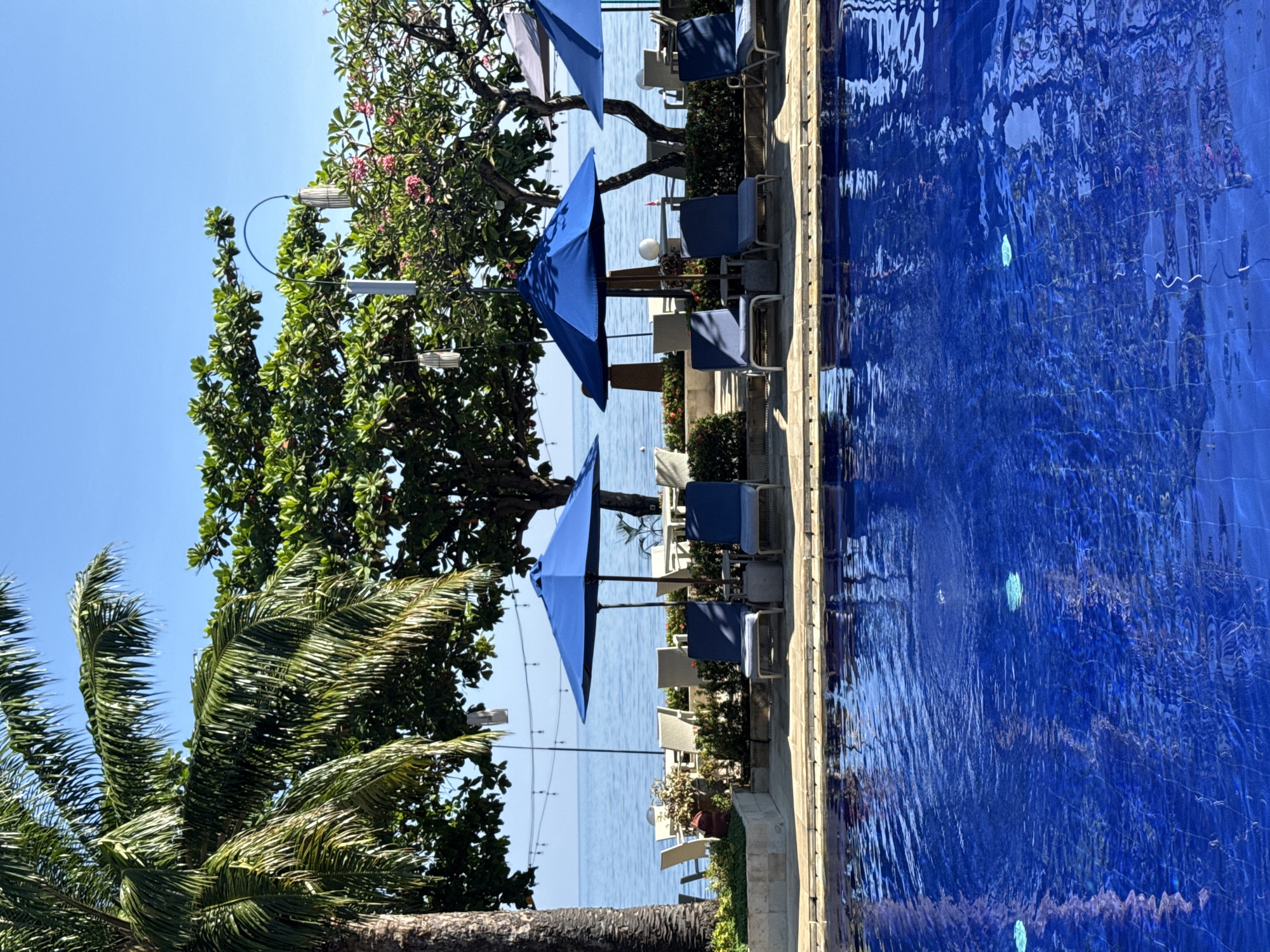 Poolside scene captured at Buleleng resort during early morning hours