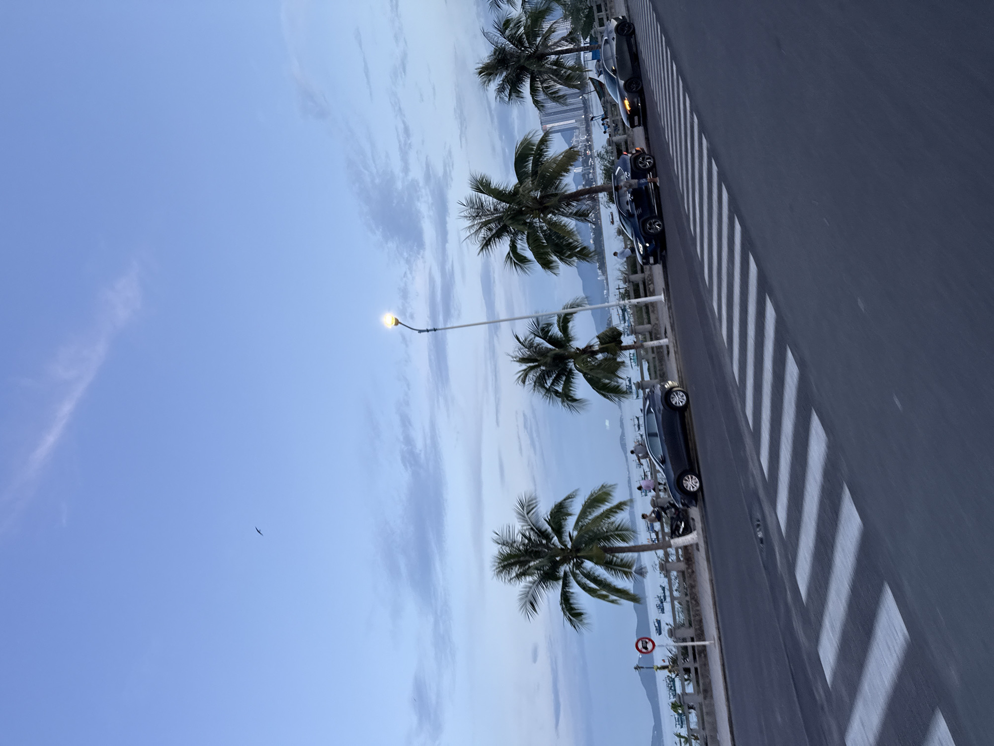 Everyday scooter traffic on a coastal Nha Trang street