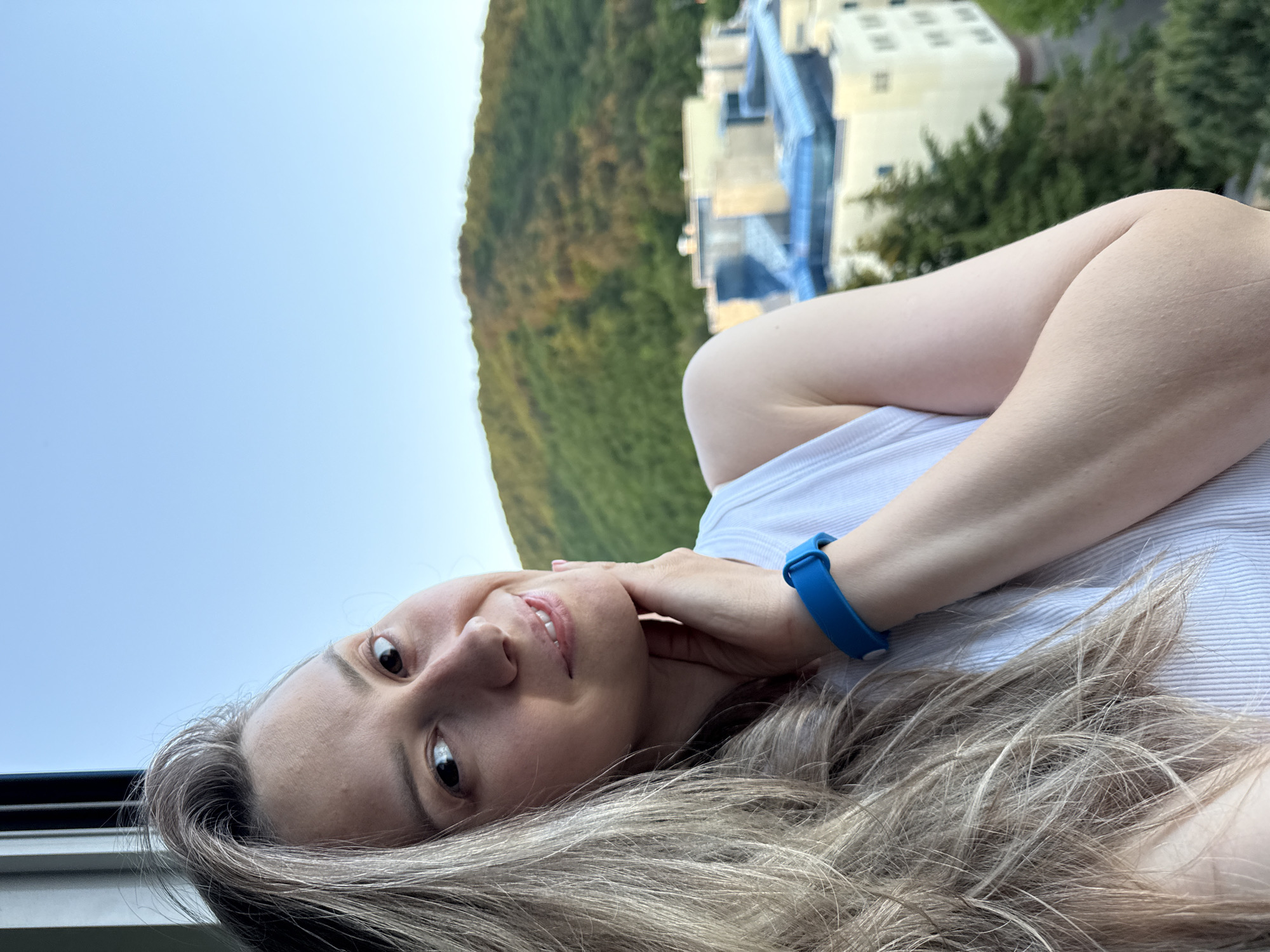 Woman takes selfie portraits in Nebug, Russia